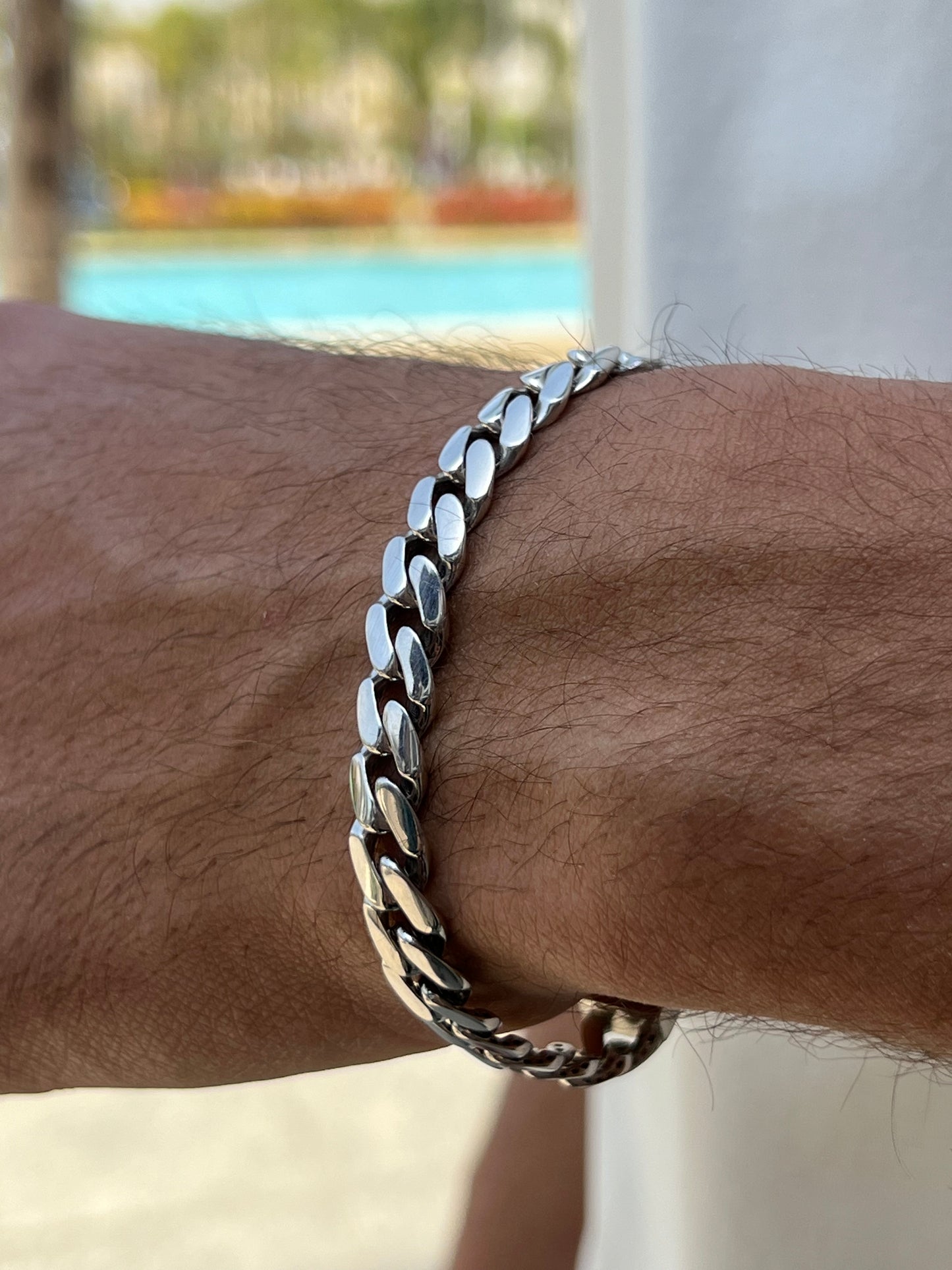 Sparkling Thick Grommet (Cuban Link) Bracelet for Men – Sterling Silver 925