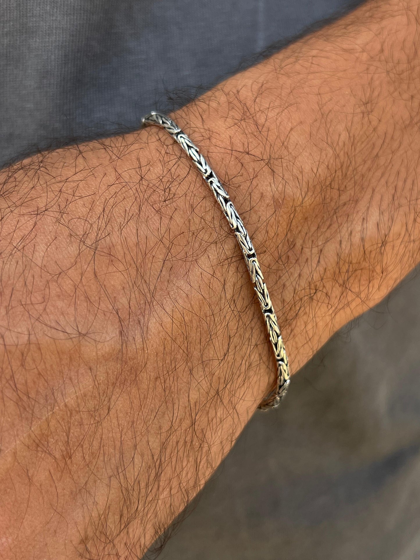 Rounded king Bracelet for Men's Sterling Silver 925s-20cm