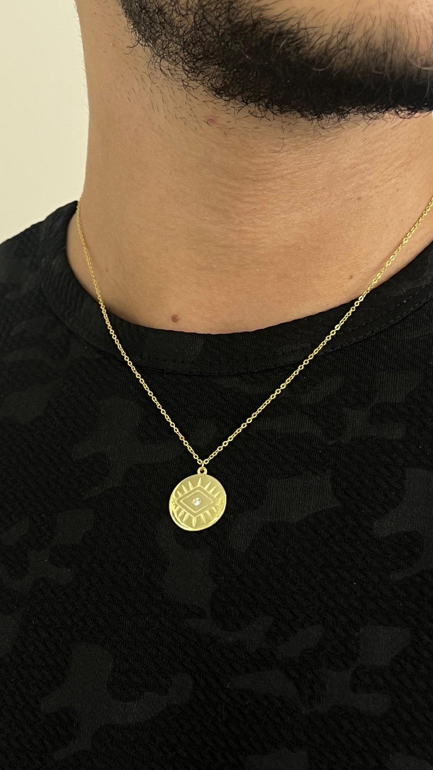 Gold Plated Evil Eye Necklace for Men's Sterling Silver 925s