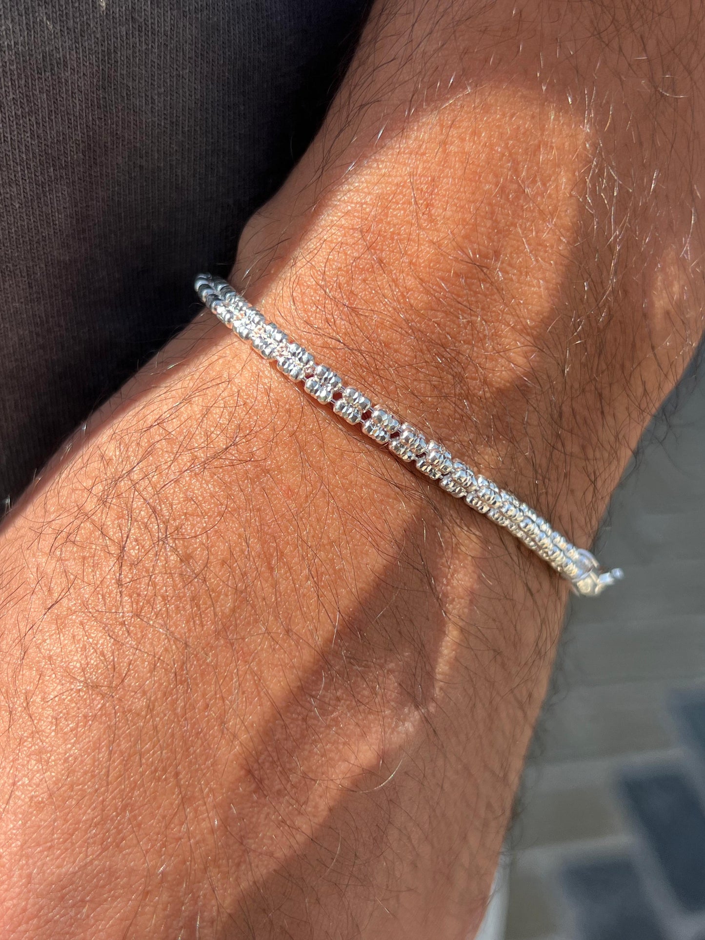 Frost Line Sterling Silver Bracelet S925-(20cm-4mm)