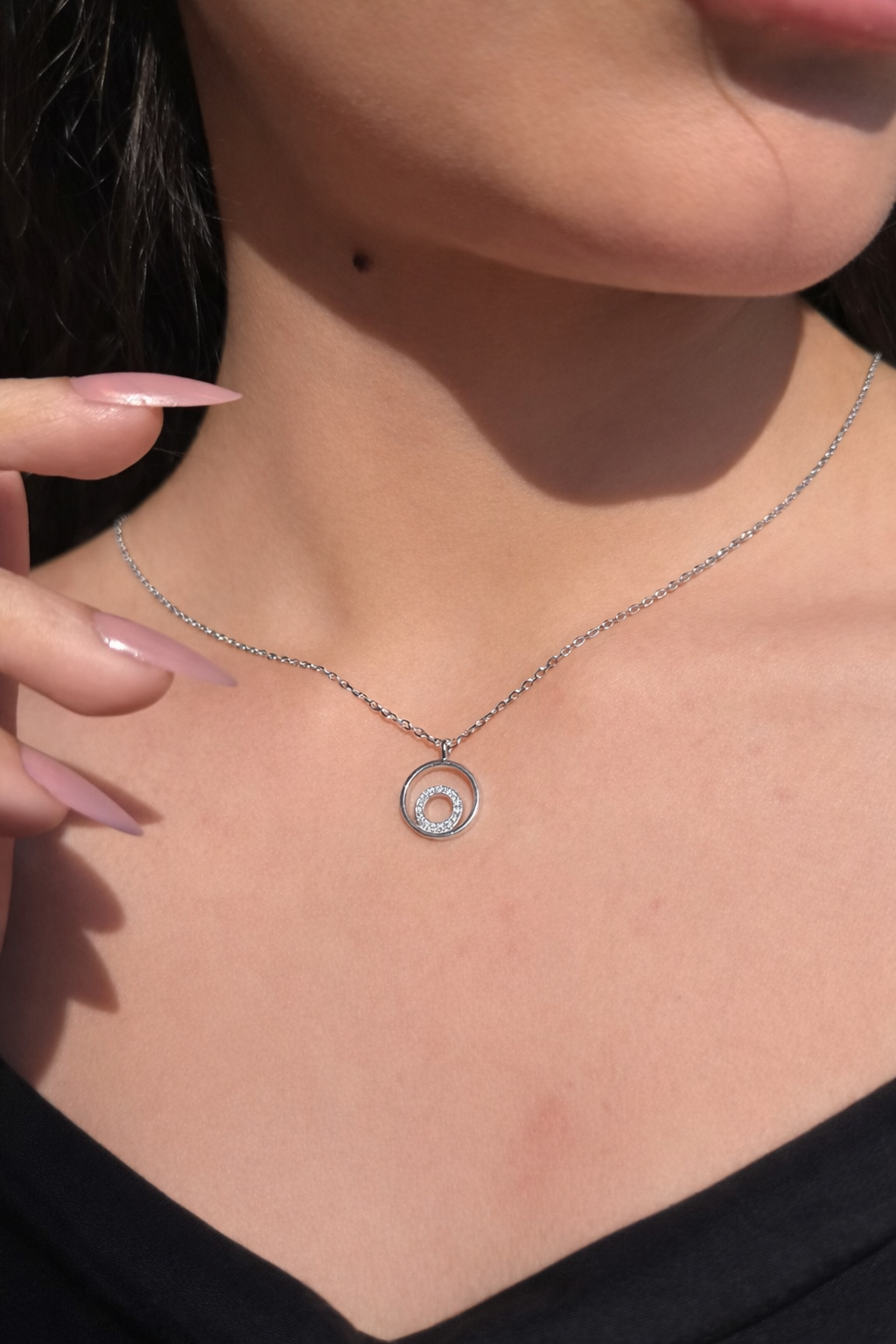 Eternity Circle Necklace in Sterling Silver 925s