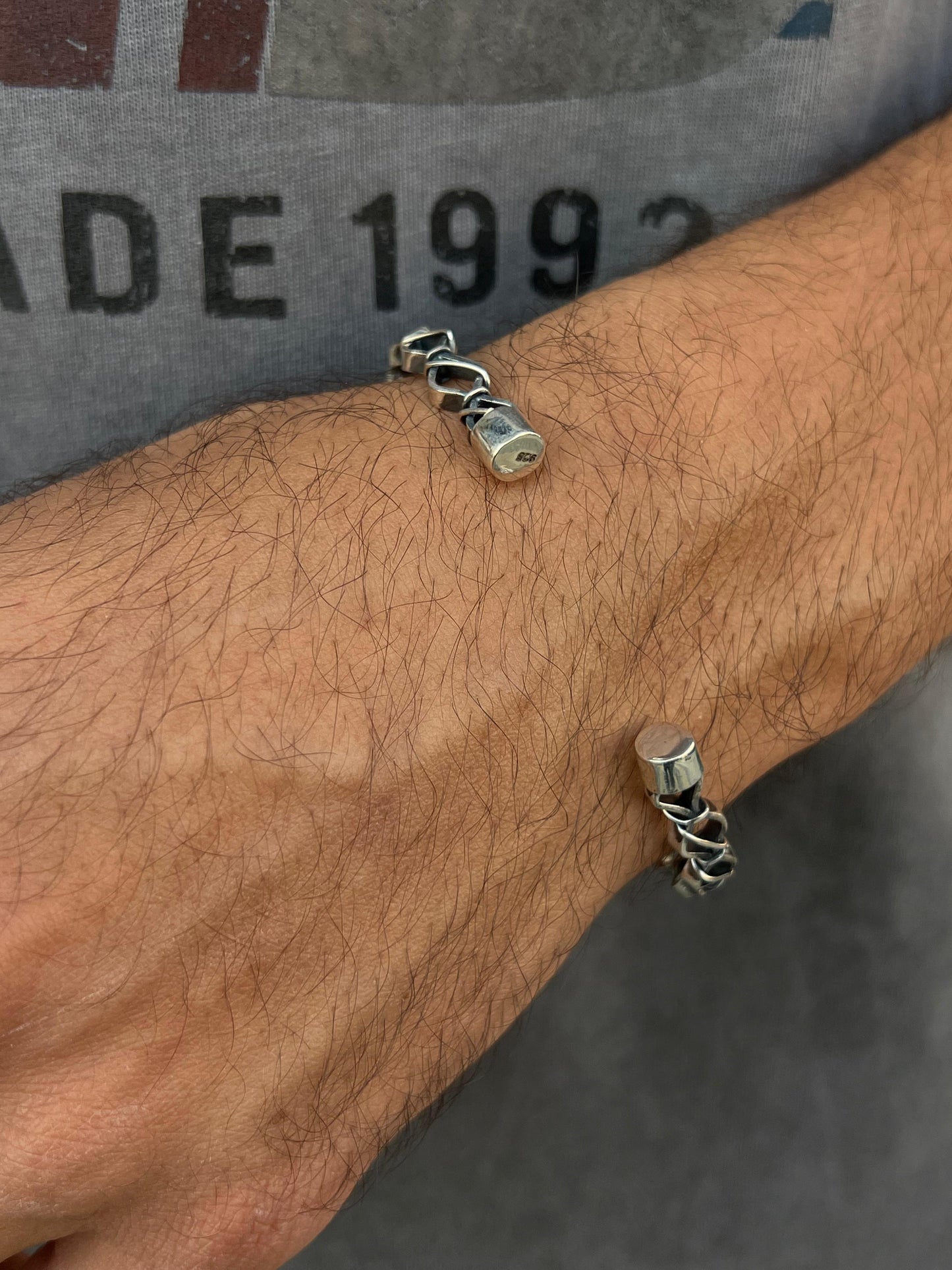 Criss Wire Bangle for Men's Sterling Silver 925s