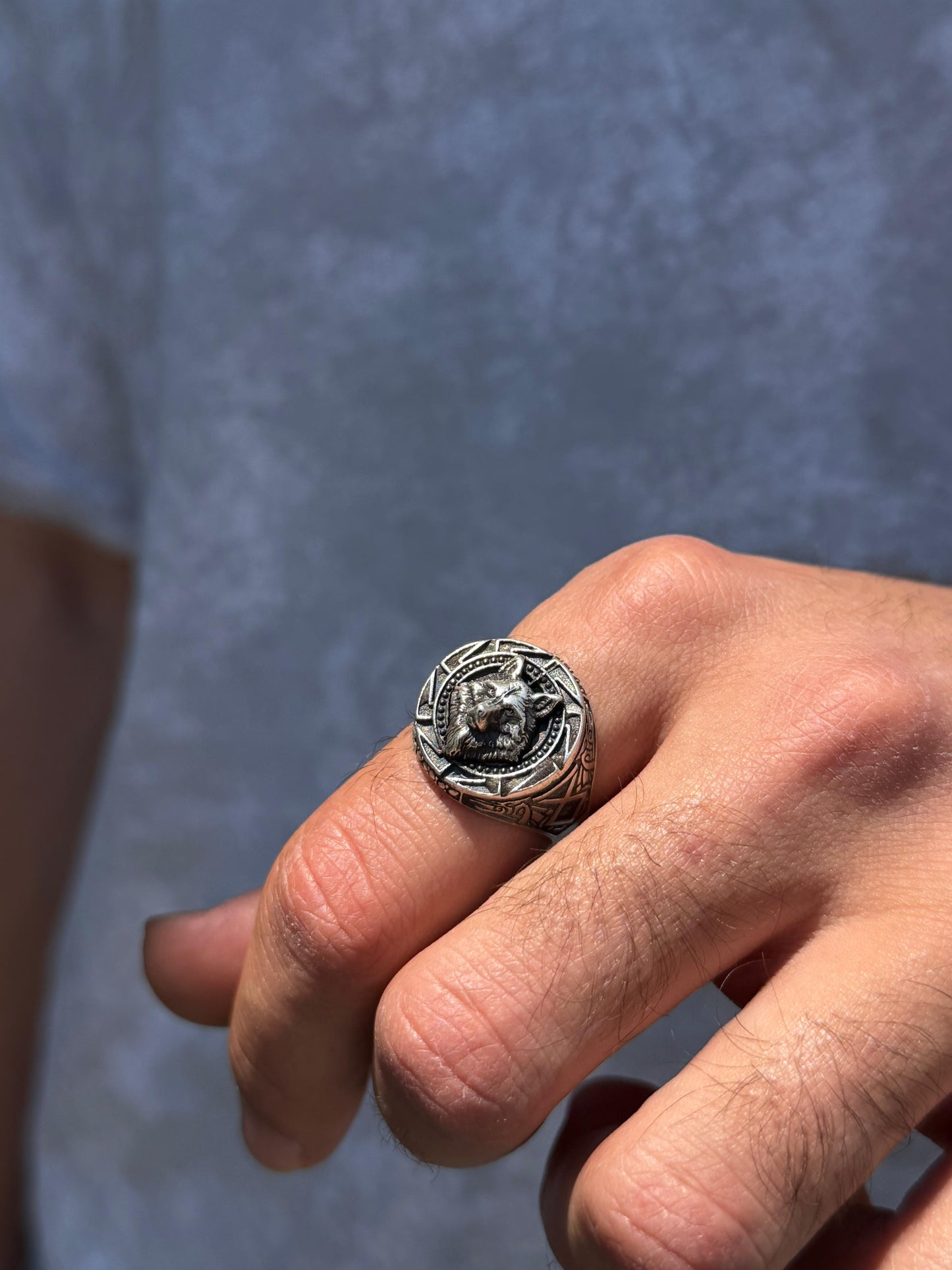 Wolf totem Ring -for Men's Sterling Silver 925s