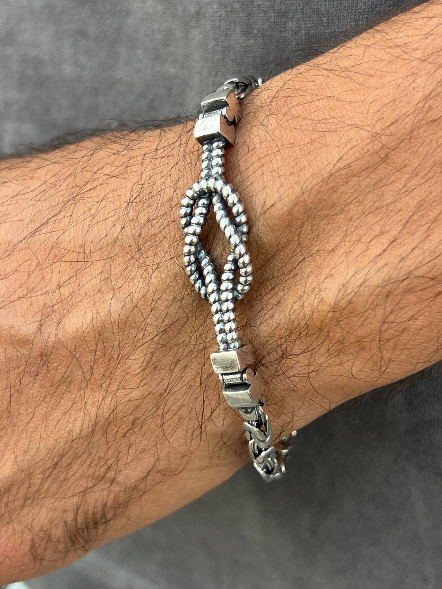 Knot✖️king bracelet-for Men's Sterling Silver 925s (20,5cm-4mm)