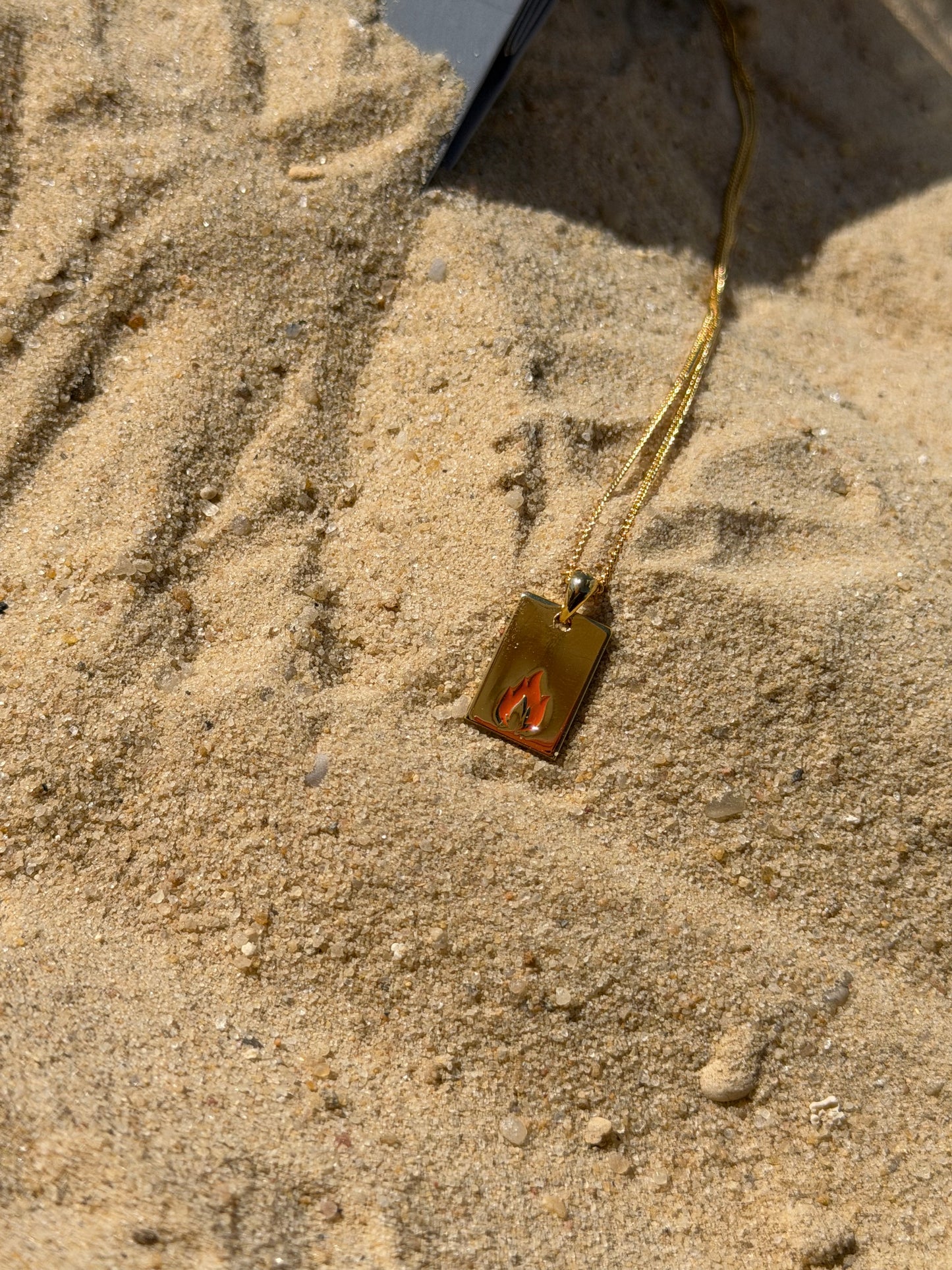 Flame Bar Necklace Sterling Silver 925s-Fine Gold Plated