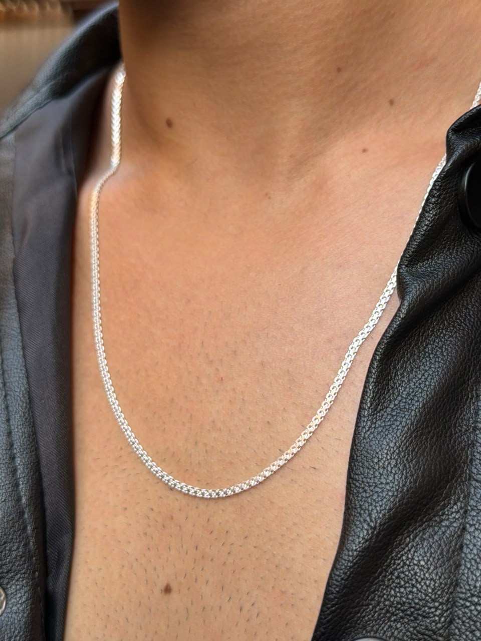 Bismark Necklaces for Men's Sterling Silver 925s -2mm-