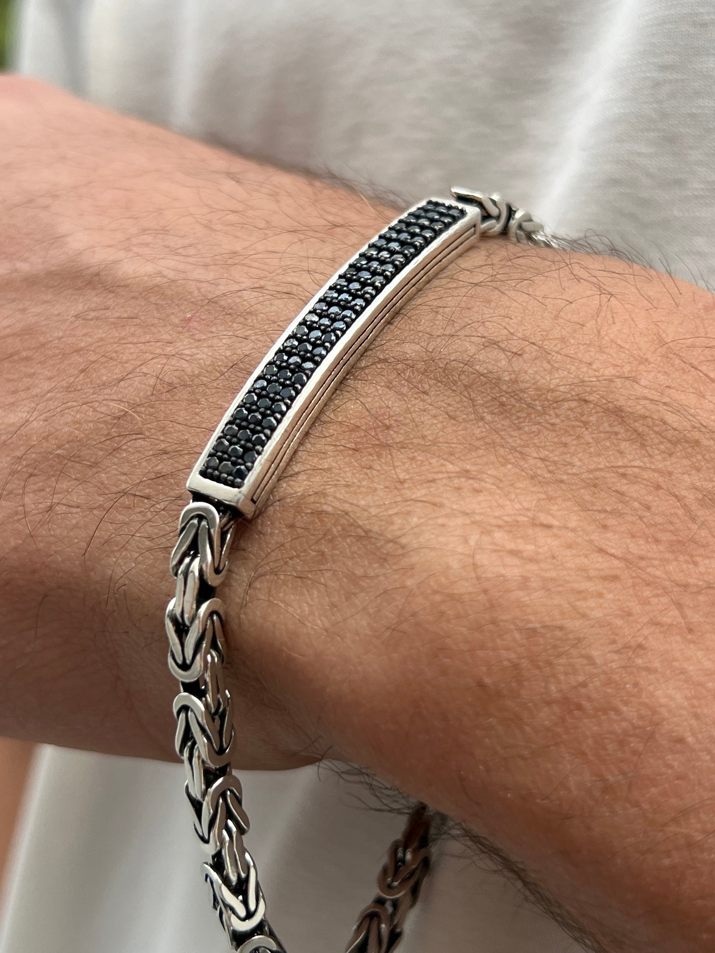 Black zirconia king bracelet S925 Sterling Silver for men