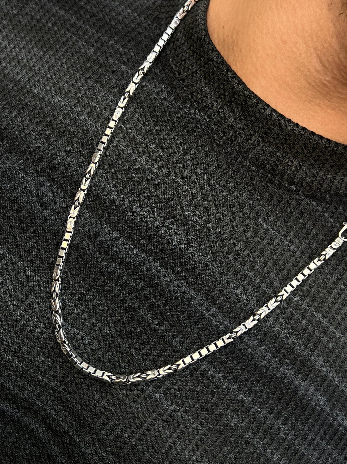 Box X King Necklace For Men Sterling Silver925-(65cm-4mm)