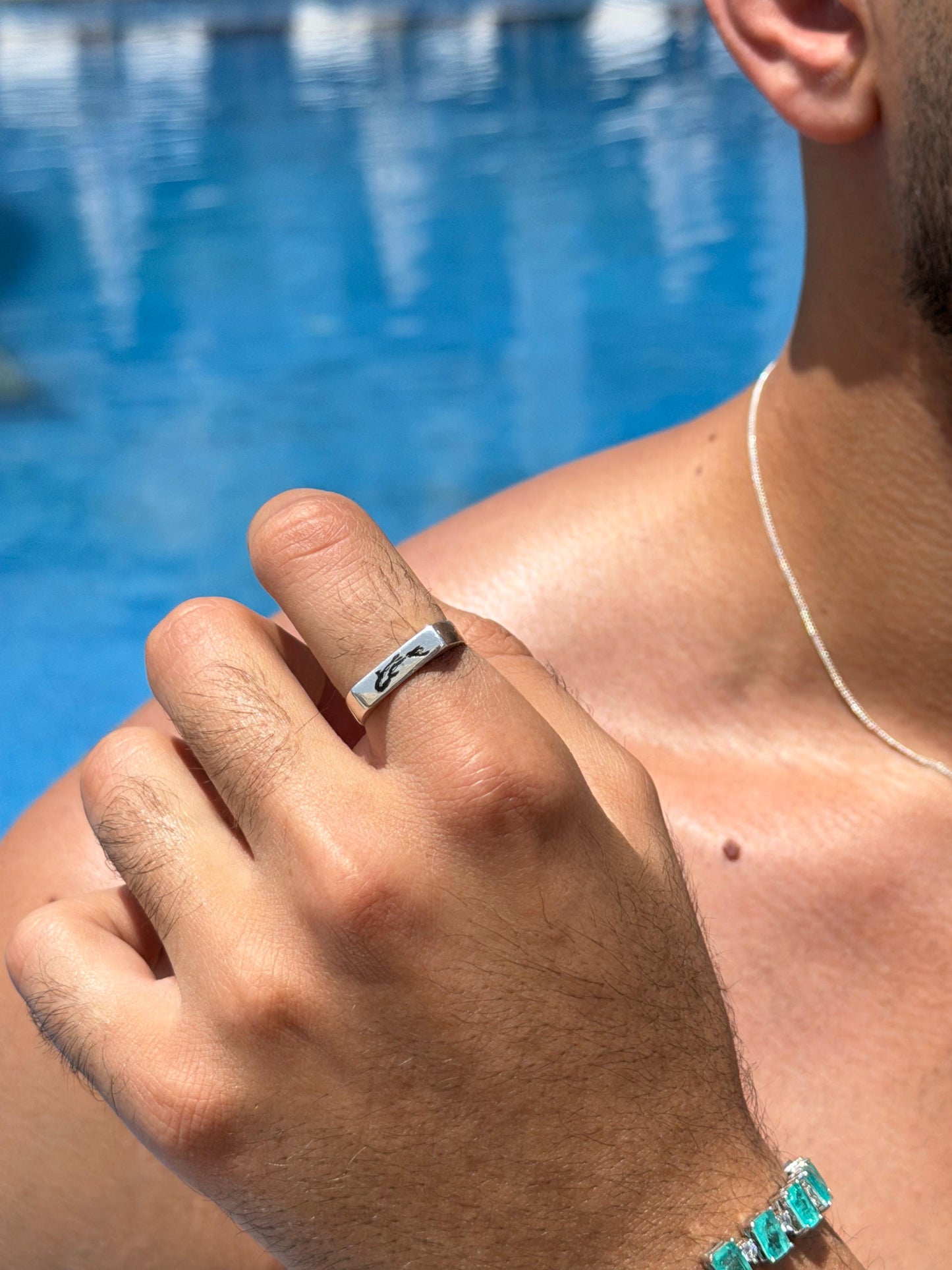 Aquatic Ring for Men in Sterling Silver 925s