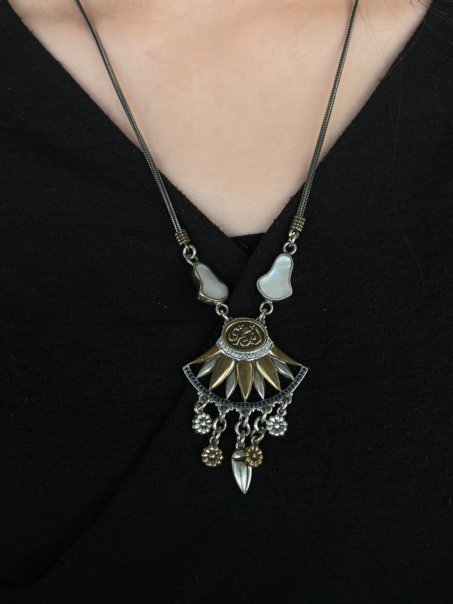 Arabic Necklace (أنت عمري) T Lock - pure Silver -34cm