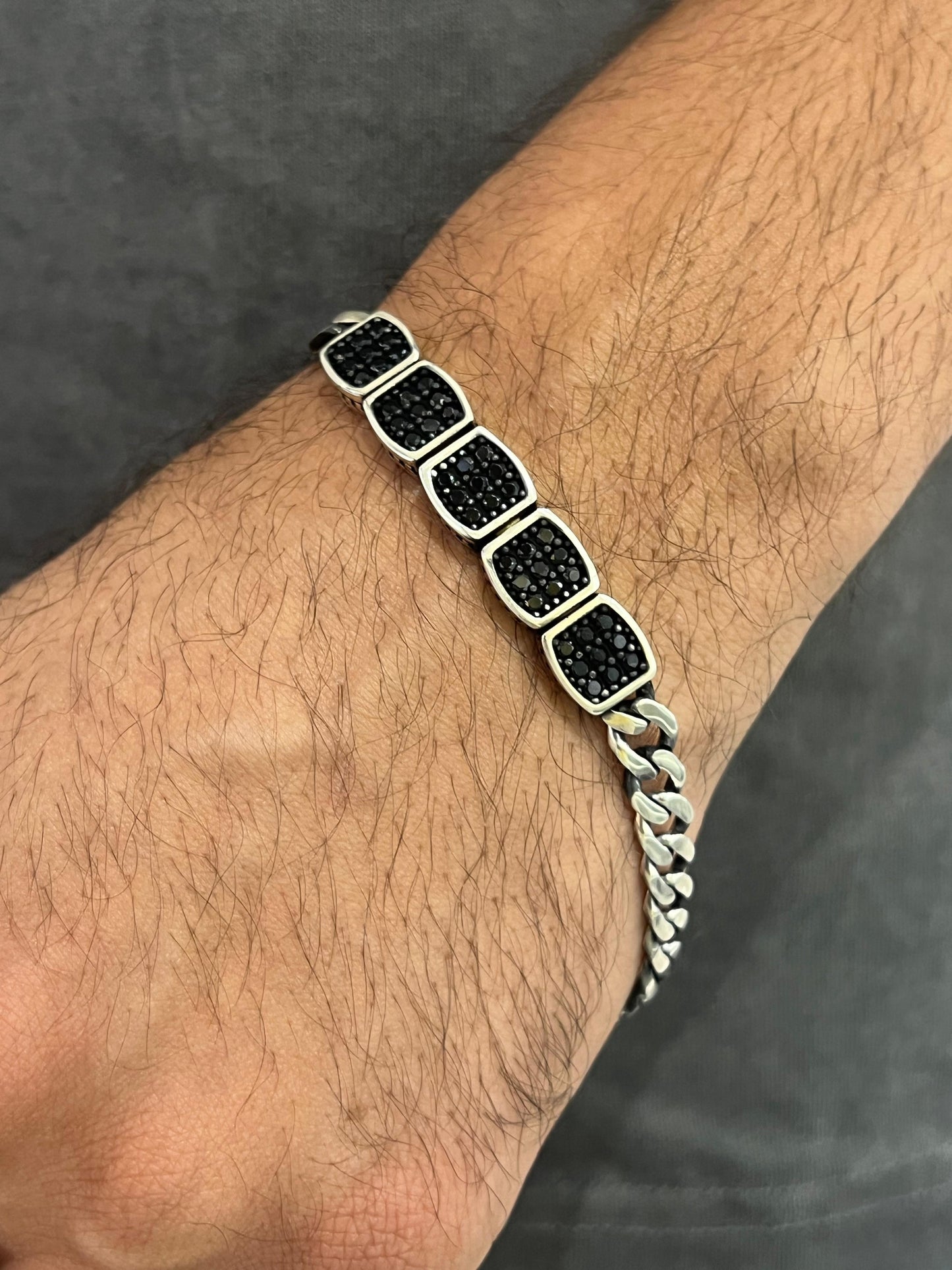 Midnight Throne Bracelet for Men's Sterling Silver 925s-22cm
