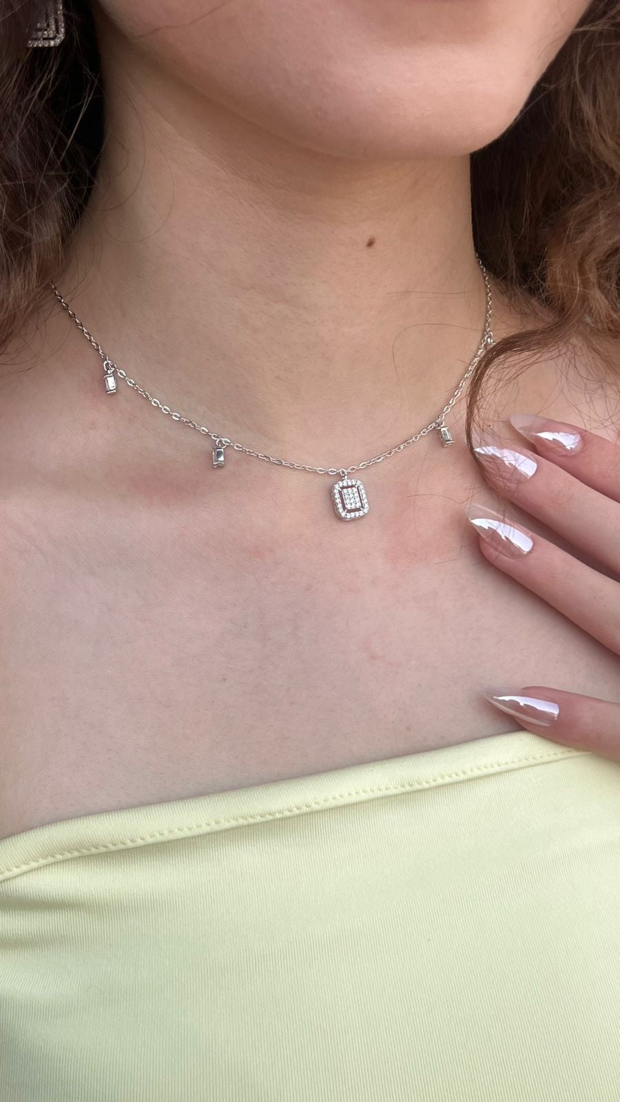 Minimalist Rectangle Pendants Necklace - in Sterling Italian silver S925