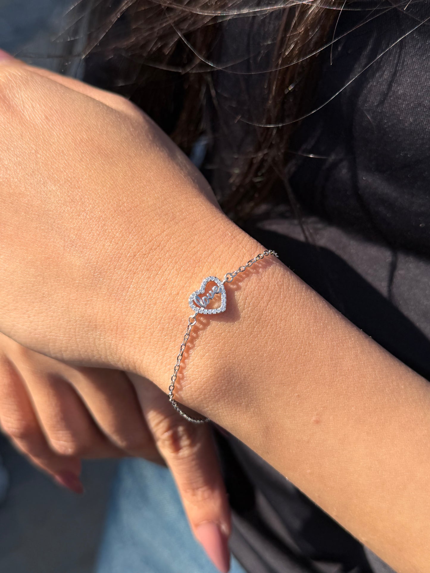 Love Heart Bracelet -in Sterling Silver -925