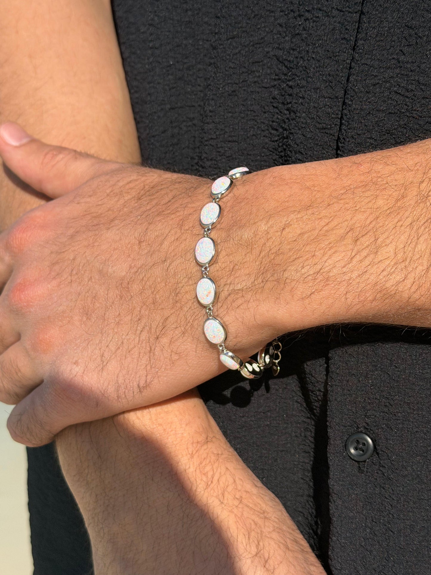 White Opa Bracelet in Sterling Silver S925 -20cm