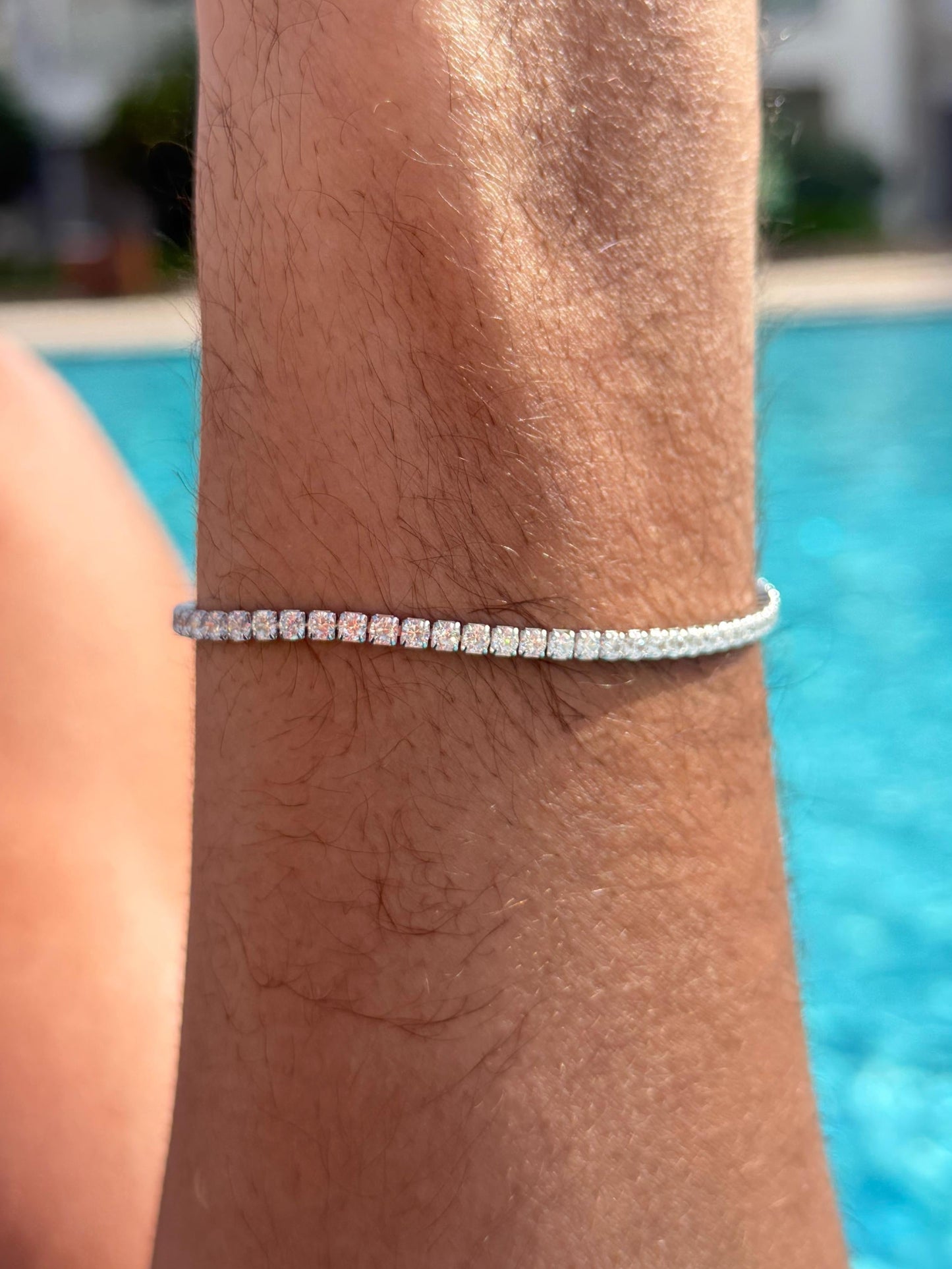 Tennis box lock Bracelet Sterling Silver 925s-(18cm-3mm)
