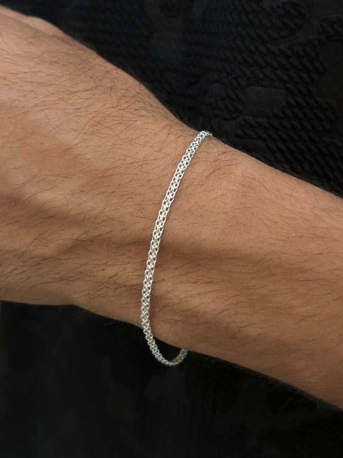 Single Bismark S925 Sterling Silver Bracelet for men 19cm