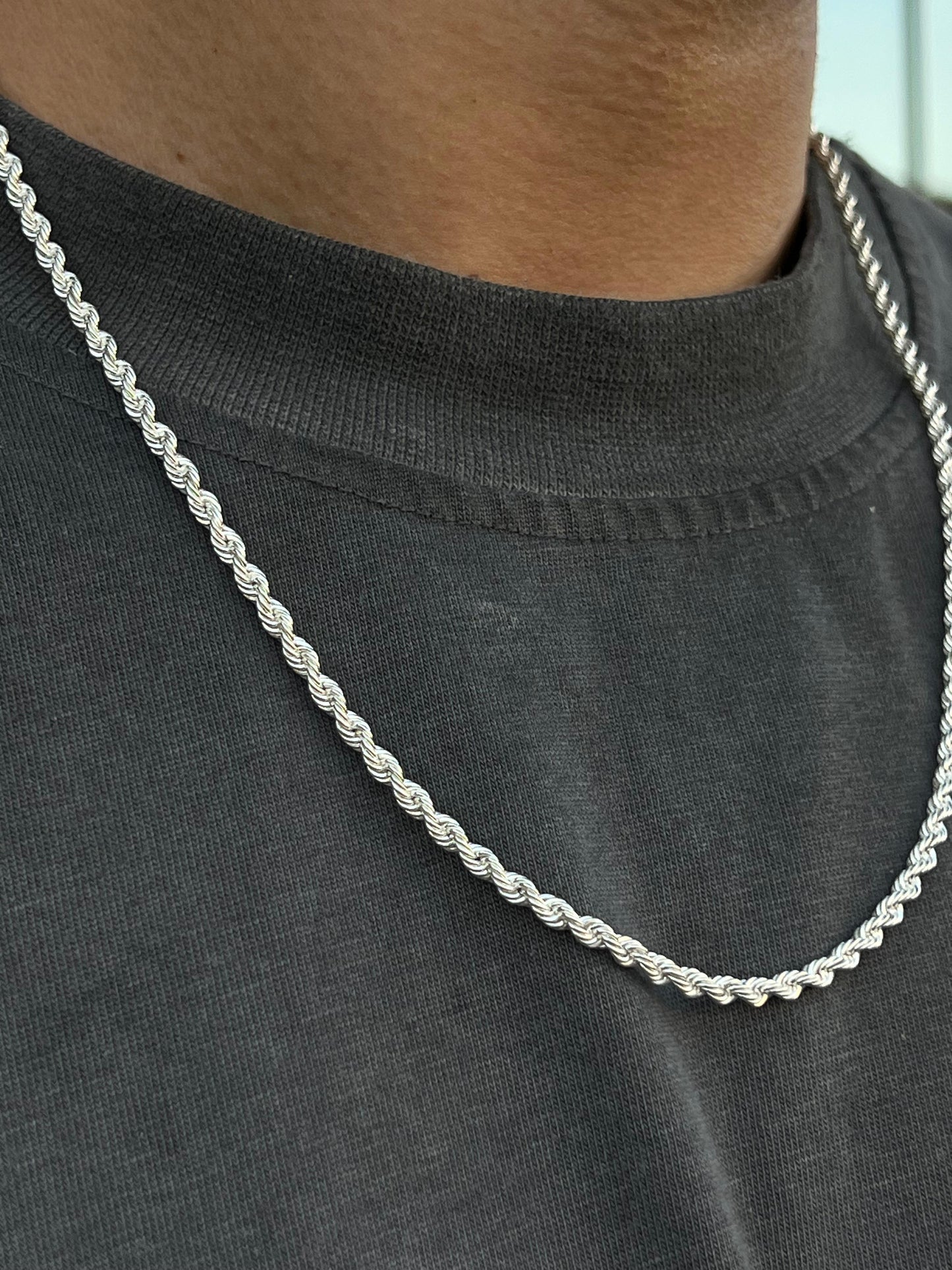 Sleek Rope Necklace For Men Sterling Silver - 925