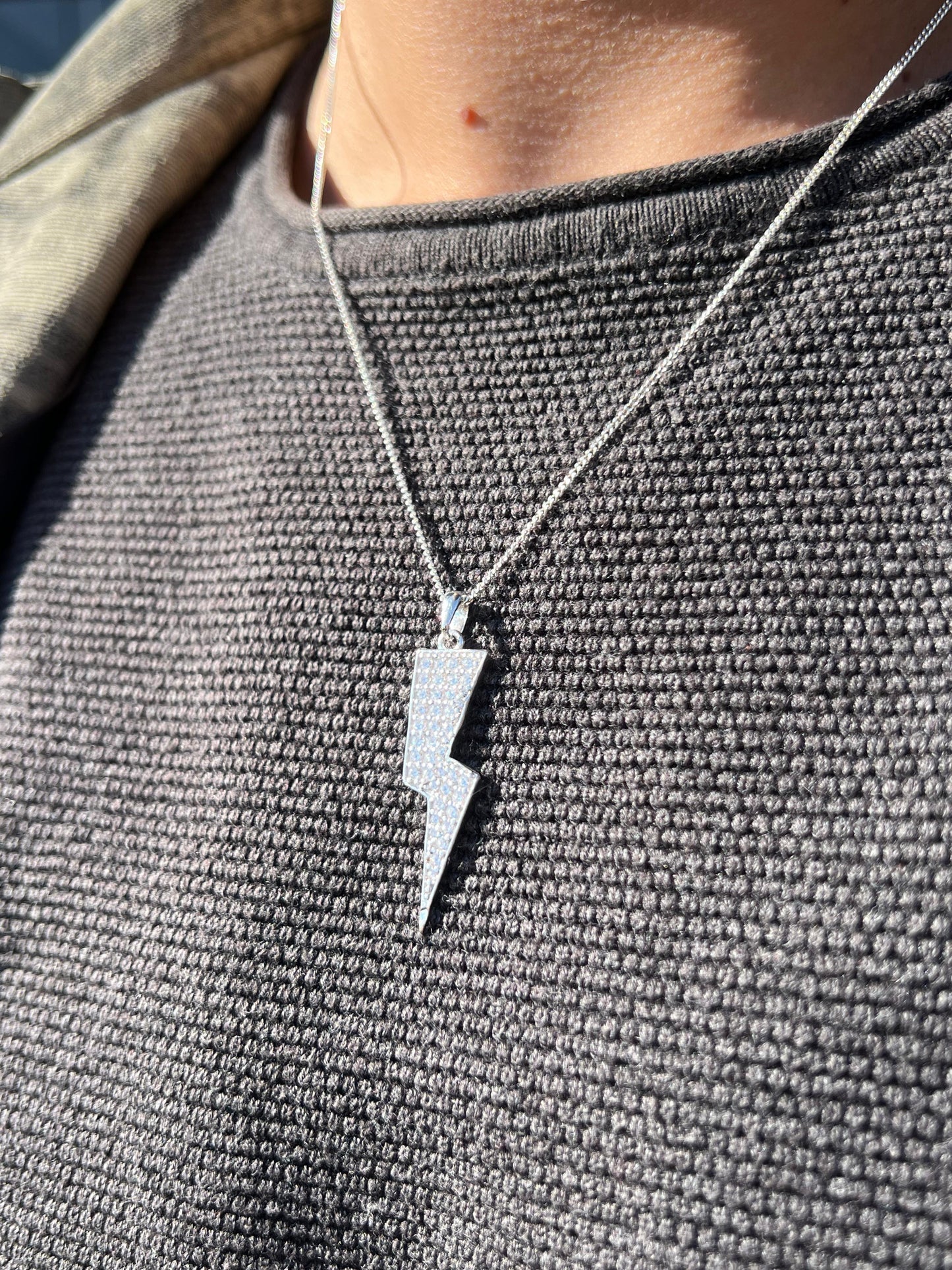 Zirconia Volt Necklace for Men's Sterling Silver 925s