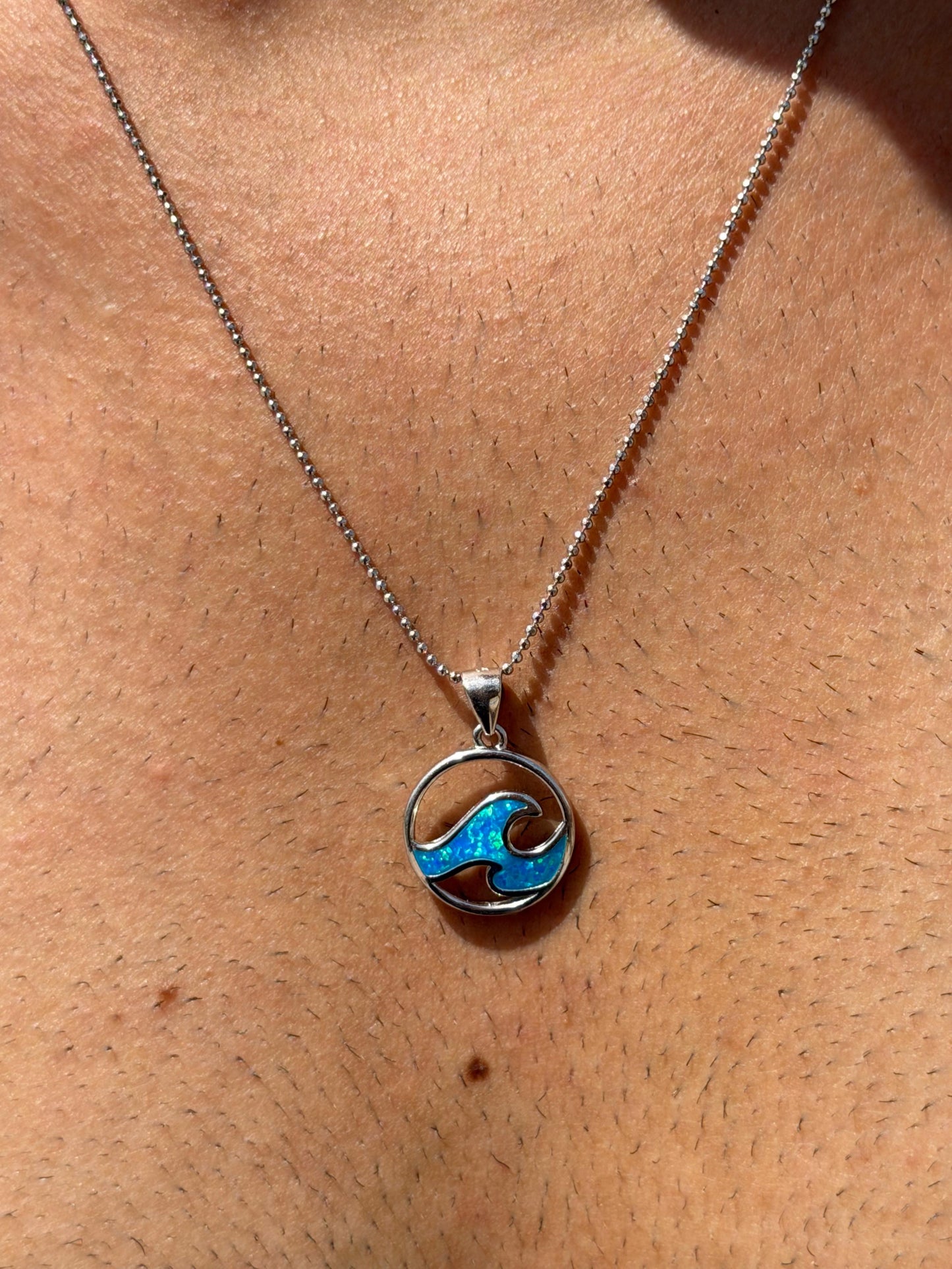 Wave Opal Necklace in Sterling Silver 925s