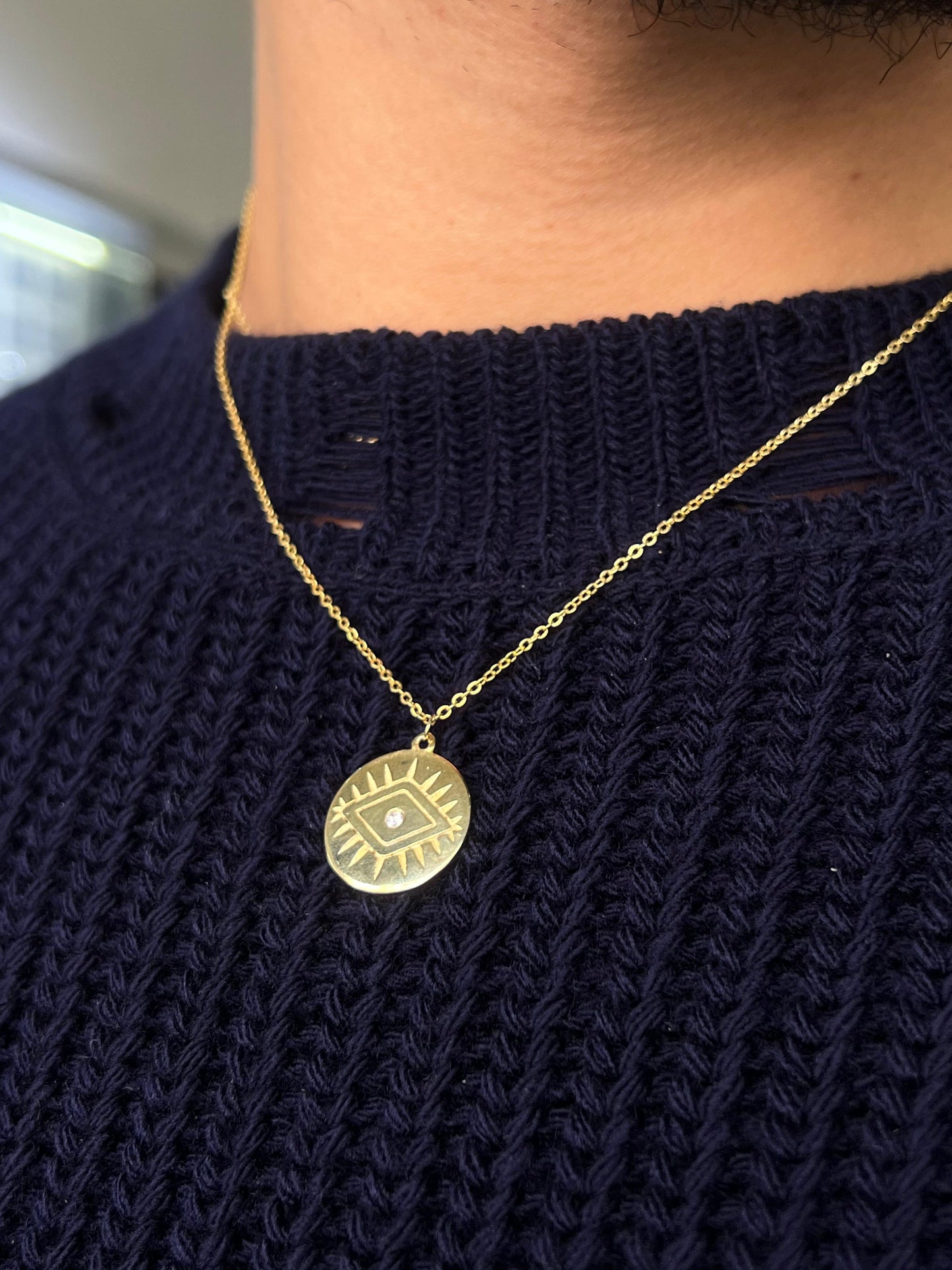 Gold Plated Evil Eye Necklace for Men's Sterling Silver 925s