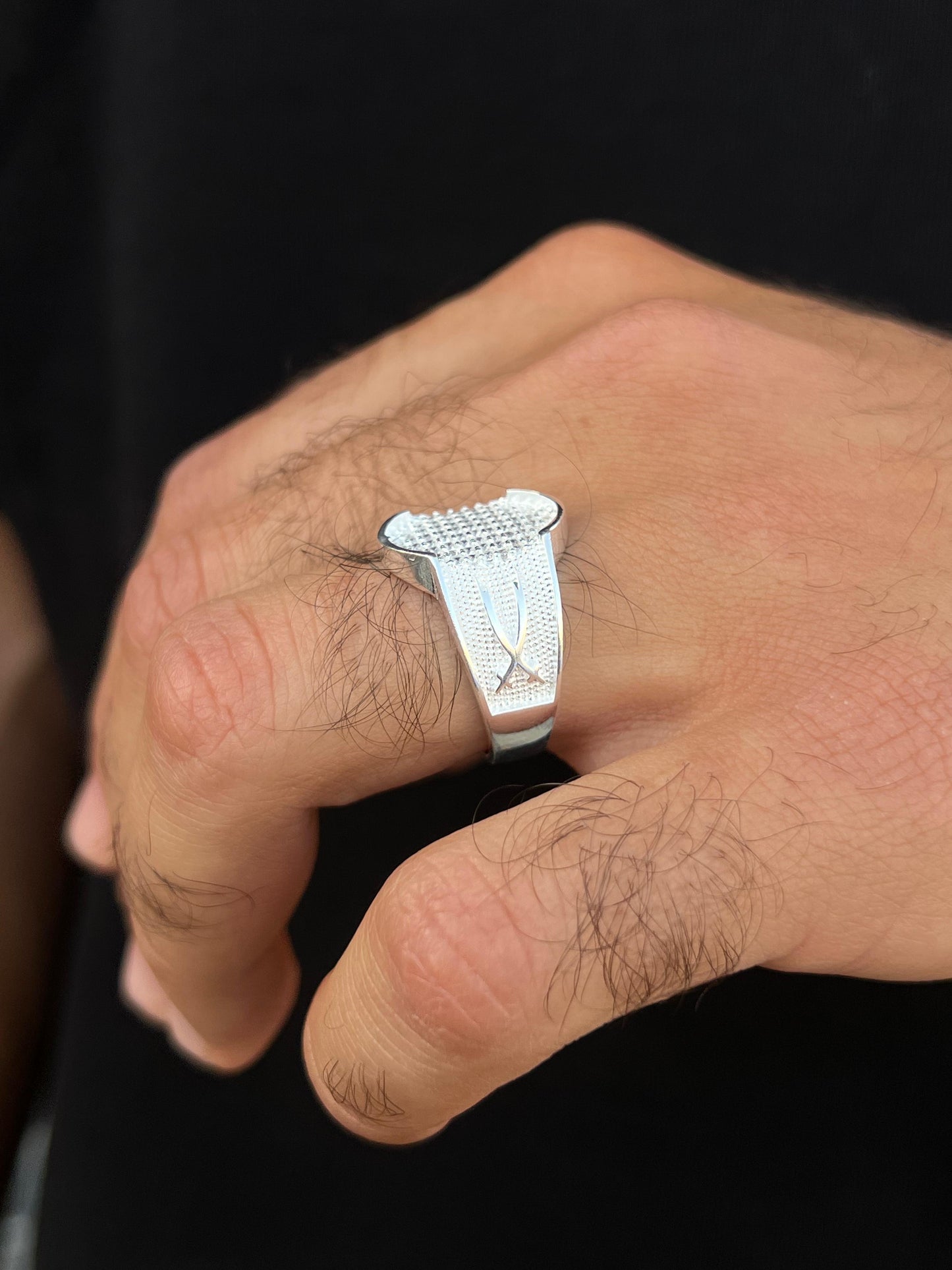 Oval Diamond Zirconia Ring for Men in Sterling Silver 925s