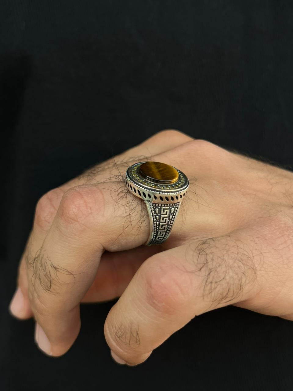 Tiger Eye Ring -for Men's Sterling Silver 925s