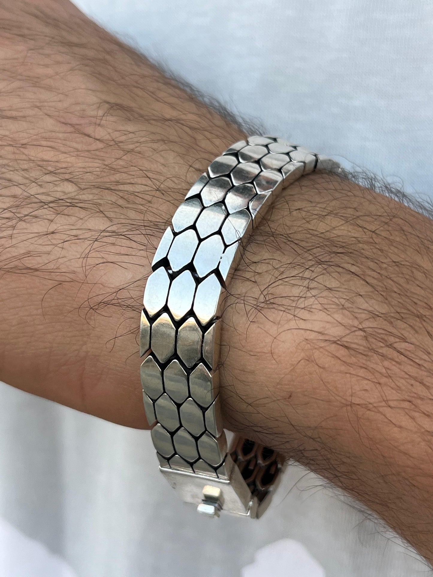 Armor Links Bracelet for Men's Sterling Silver 925s-