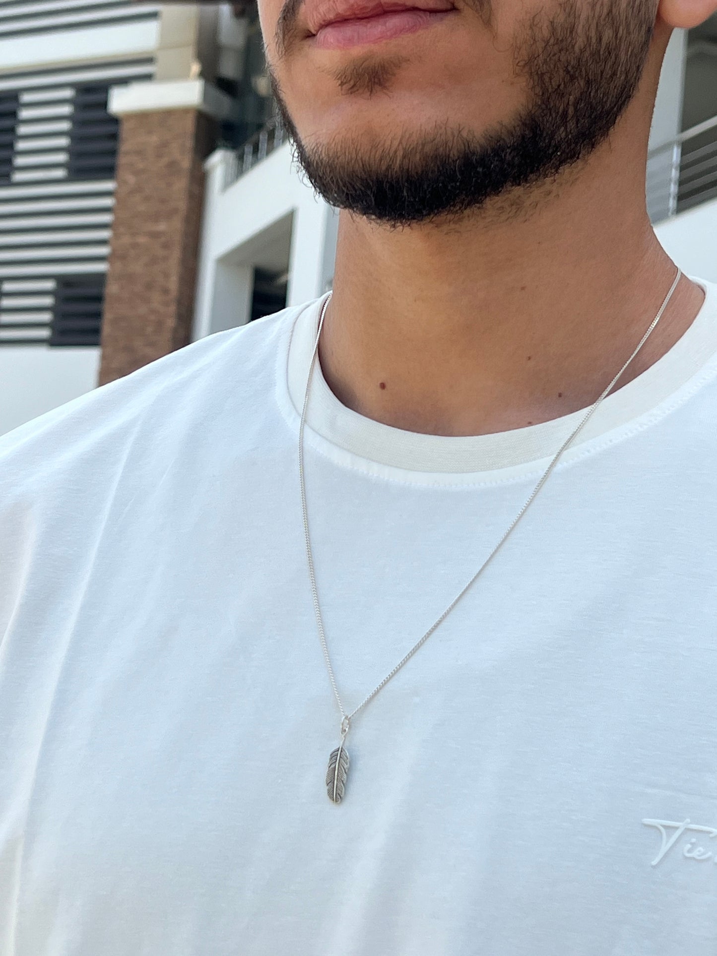 Feather Necklace for Men's Sterling Silver 925s