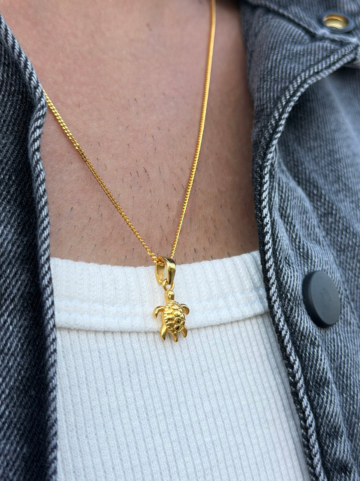 Chelon Turtle Necklaces for Men's Sterling Silver 925s-Gold plated