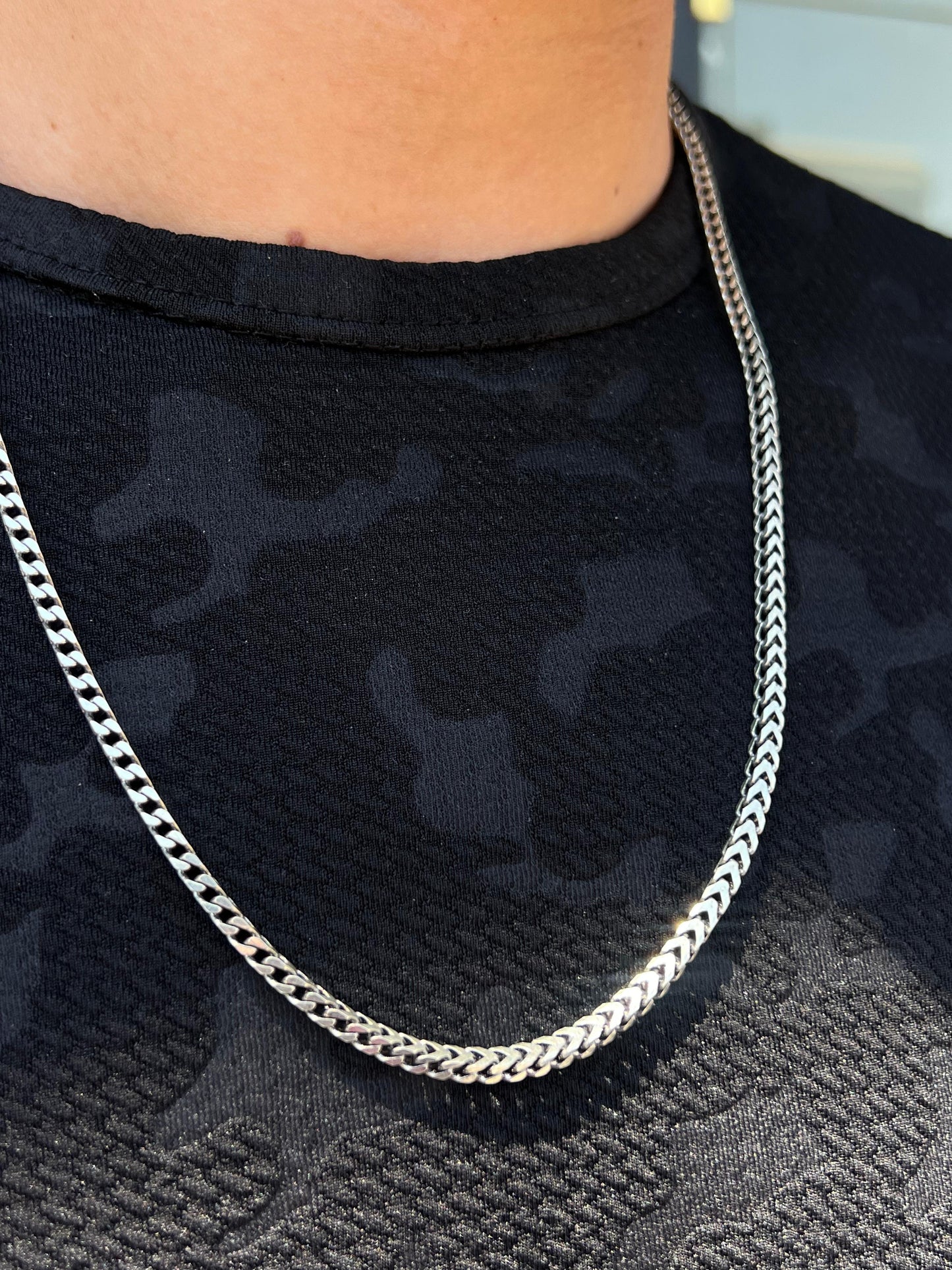 Thick V cut Necklace for Men's Sterling Silver 925s