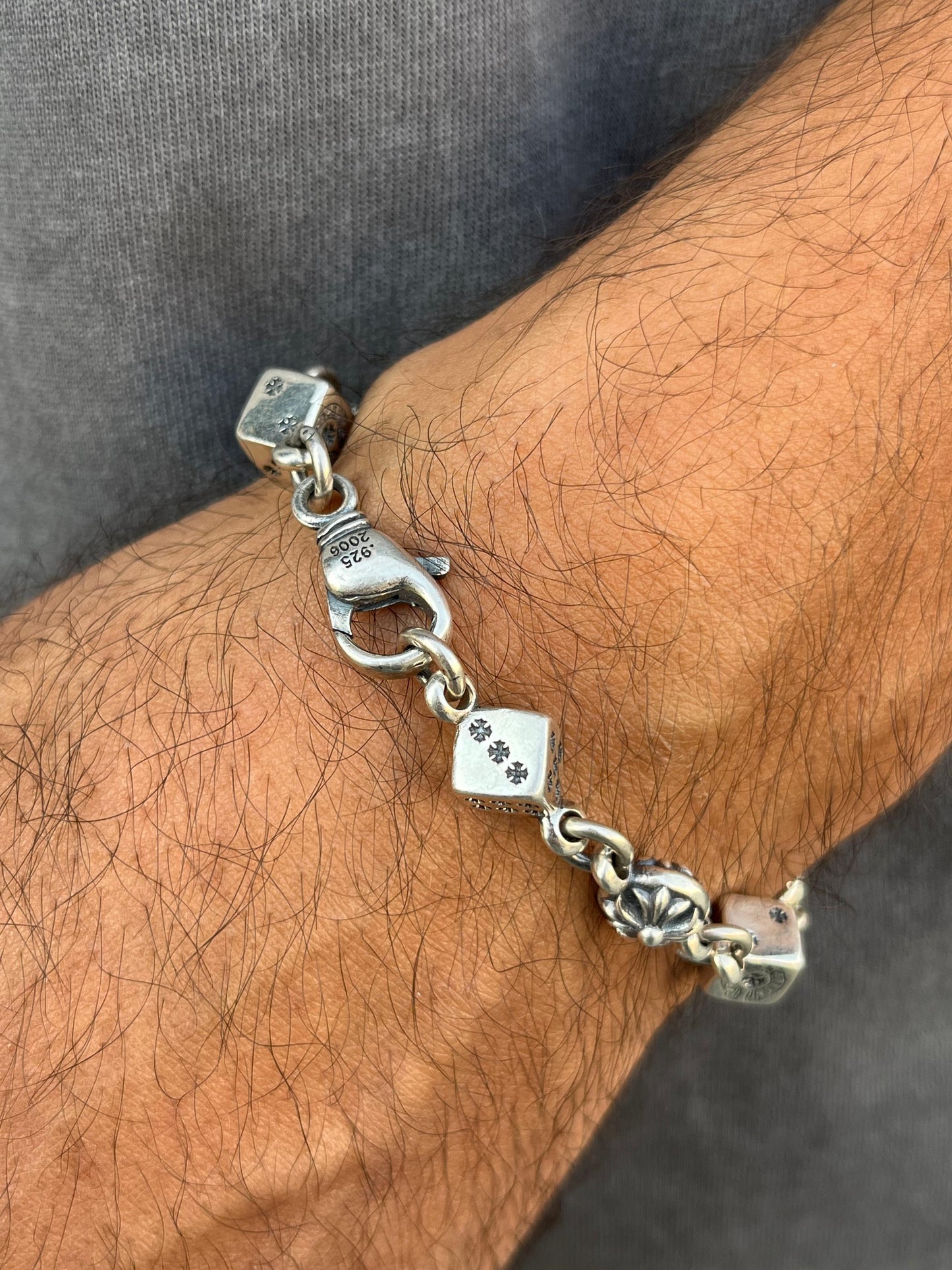 Dice Bracelet for Men's Sterling Silver 925s-(19cm)