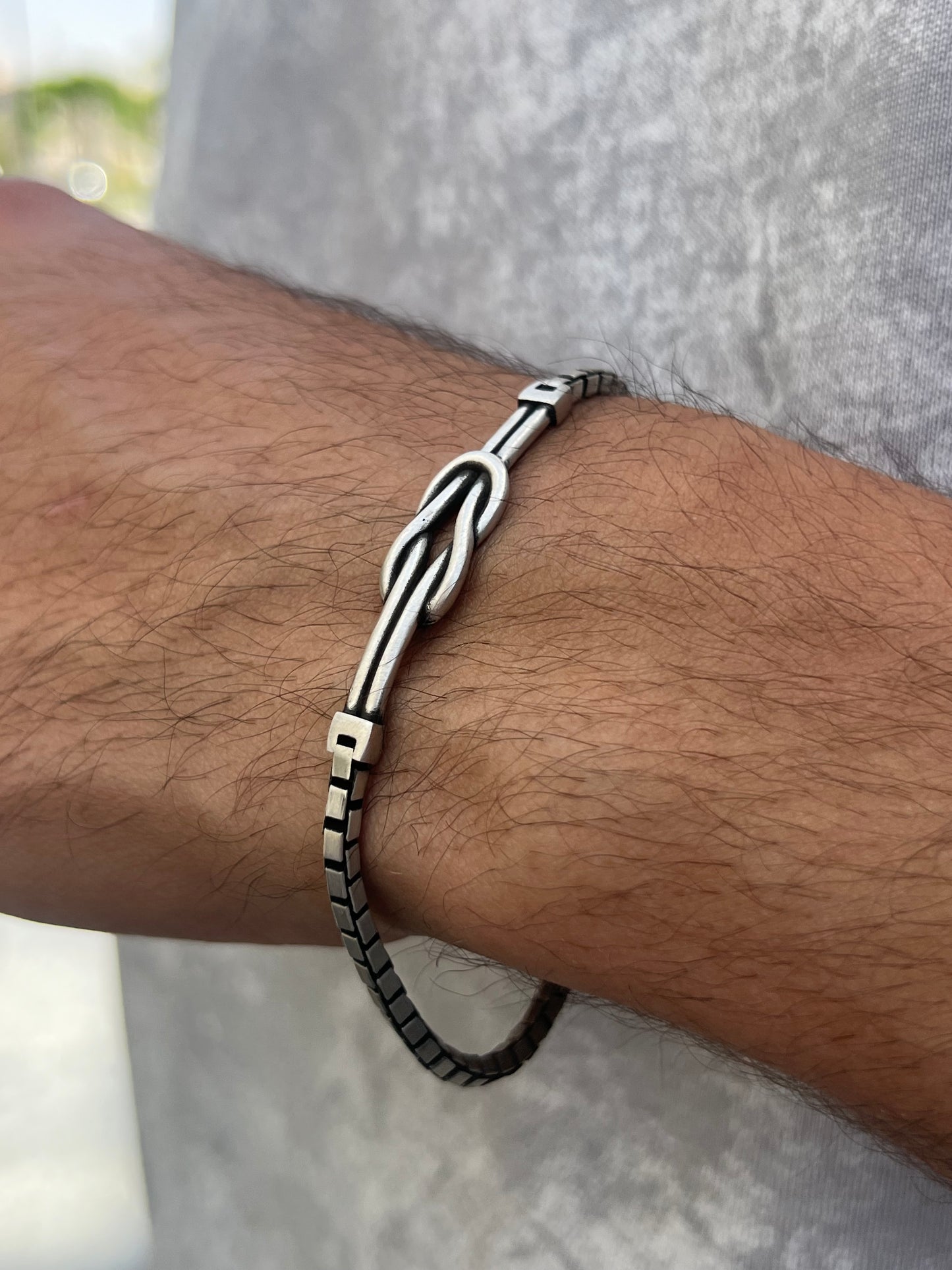 Knot Oxidised-S925 Sterling Silver Bracelet for men