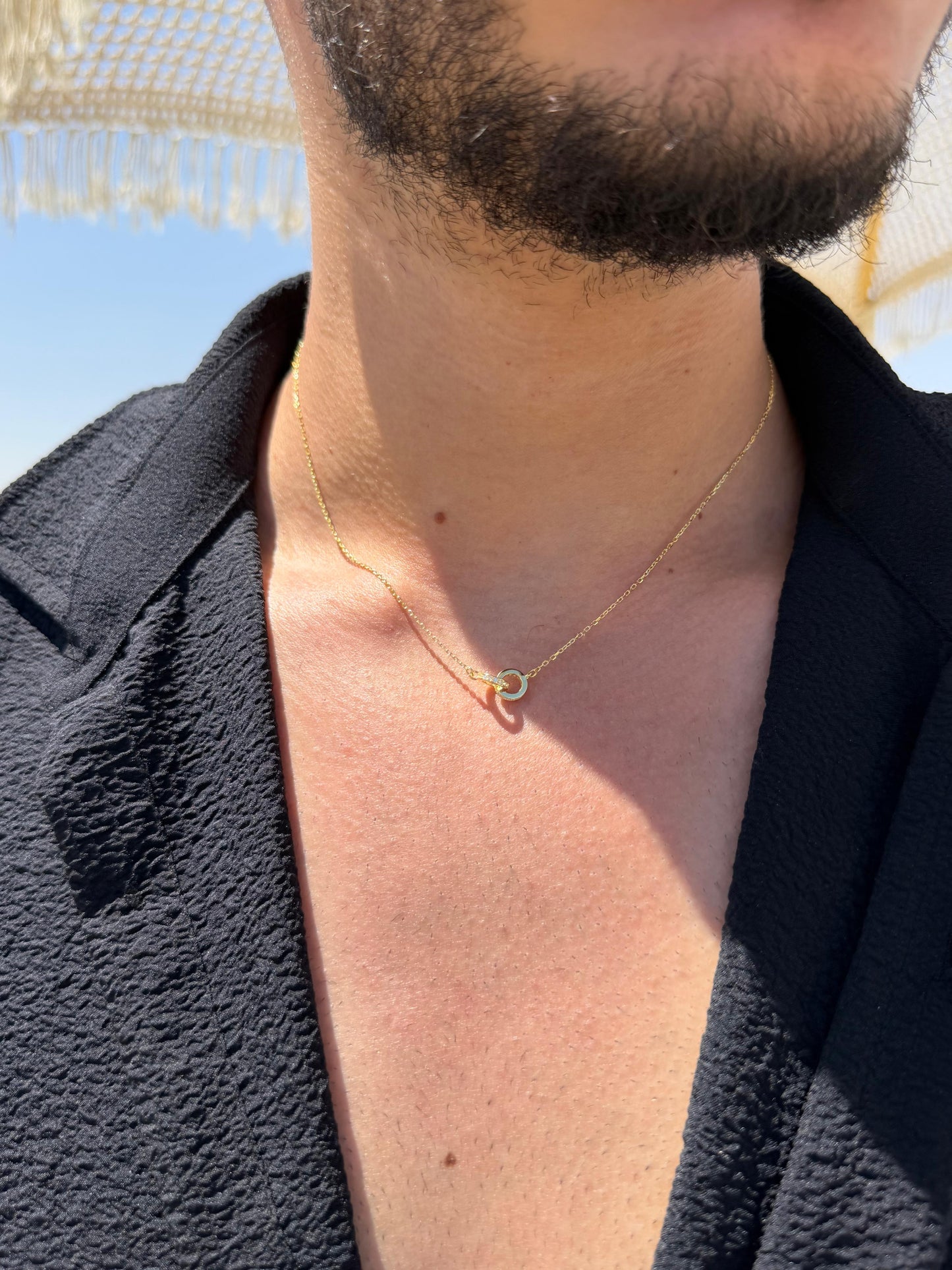 Interlocking Necklace in Sterling Silver 925s-Fine Gold Plated