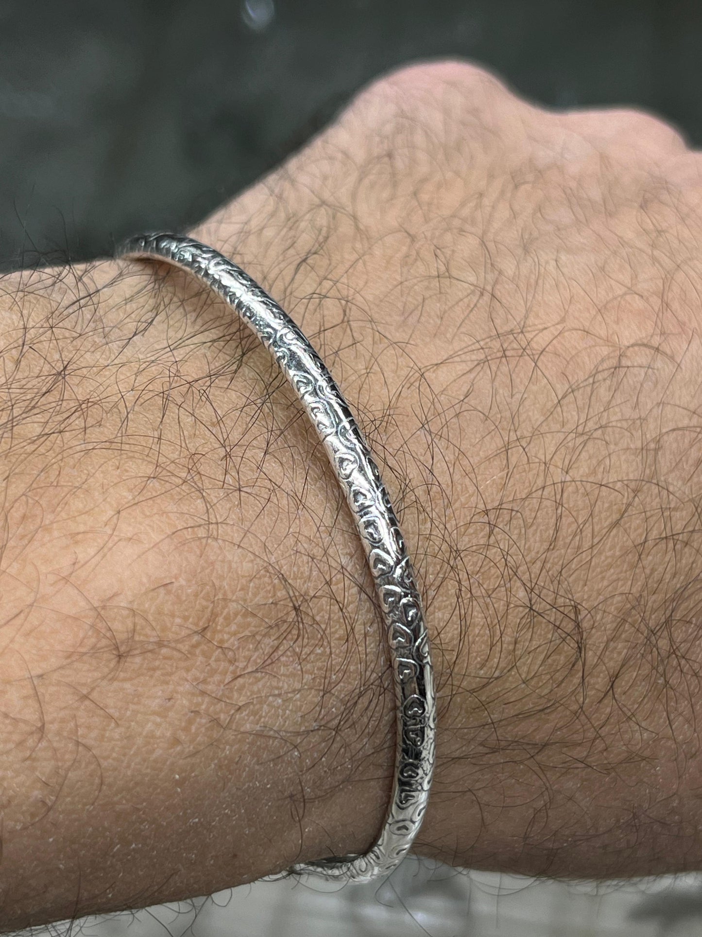 Hearts S925 Sterling Silver bangle for men