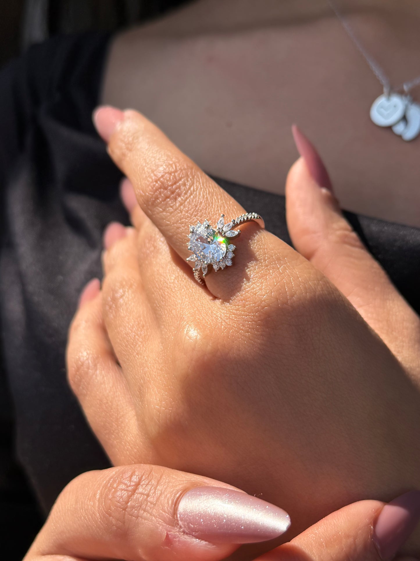 Floral cluster Ring -Clear Zirconia in Sterling Silver -925