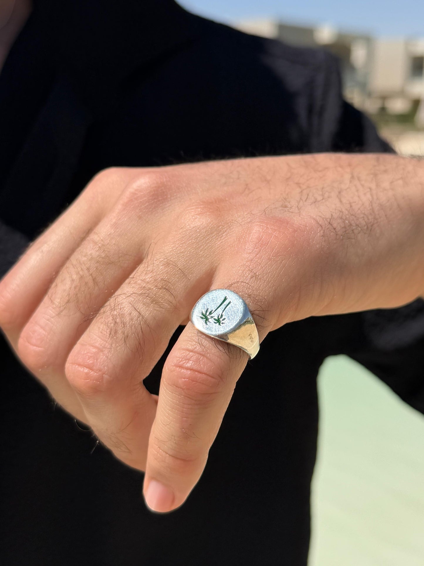 Green Palm Paradise Ring in Sterling Silver925s