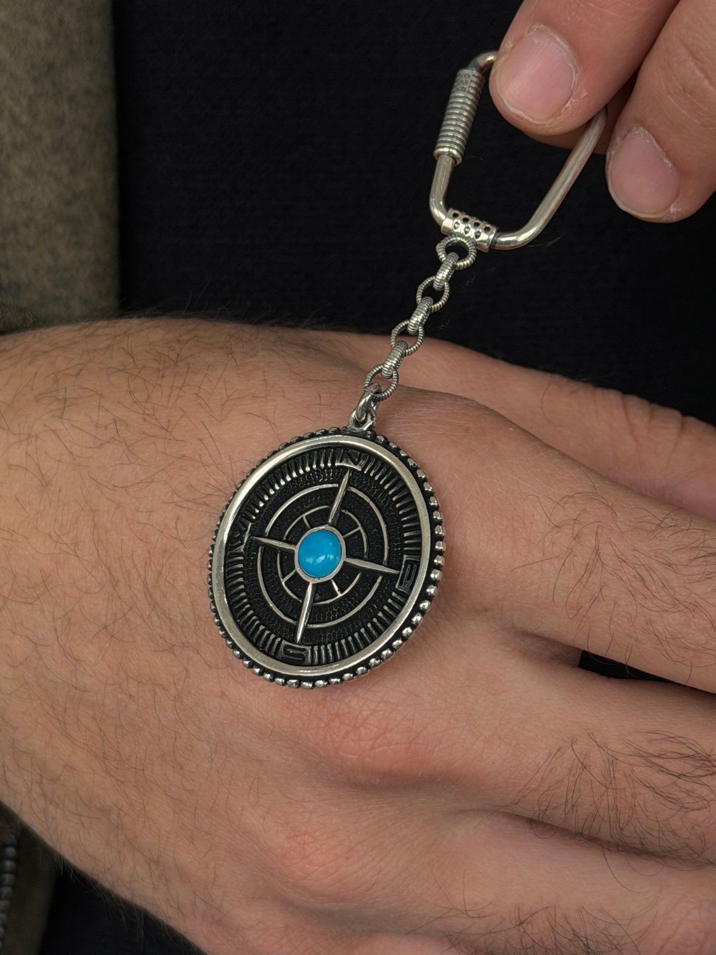 Compass Key Chain -Sterling Silver-9cm
