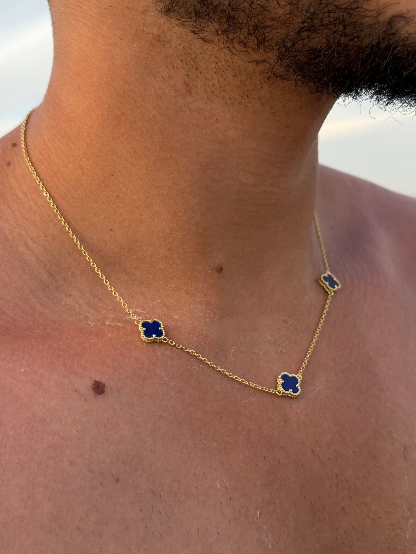 3 Clovers Chain in Sterling Silver 925s-Fine Gold Plated