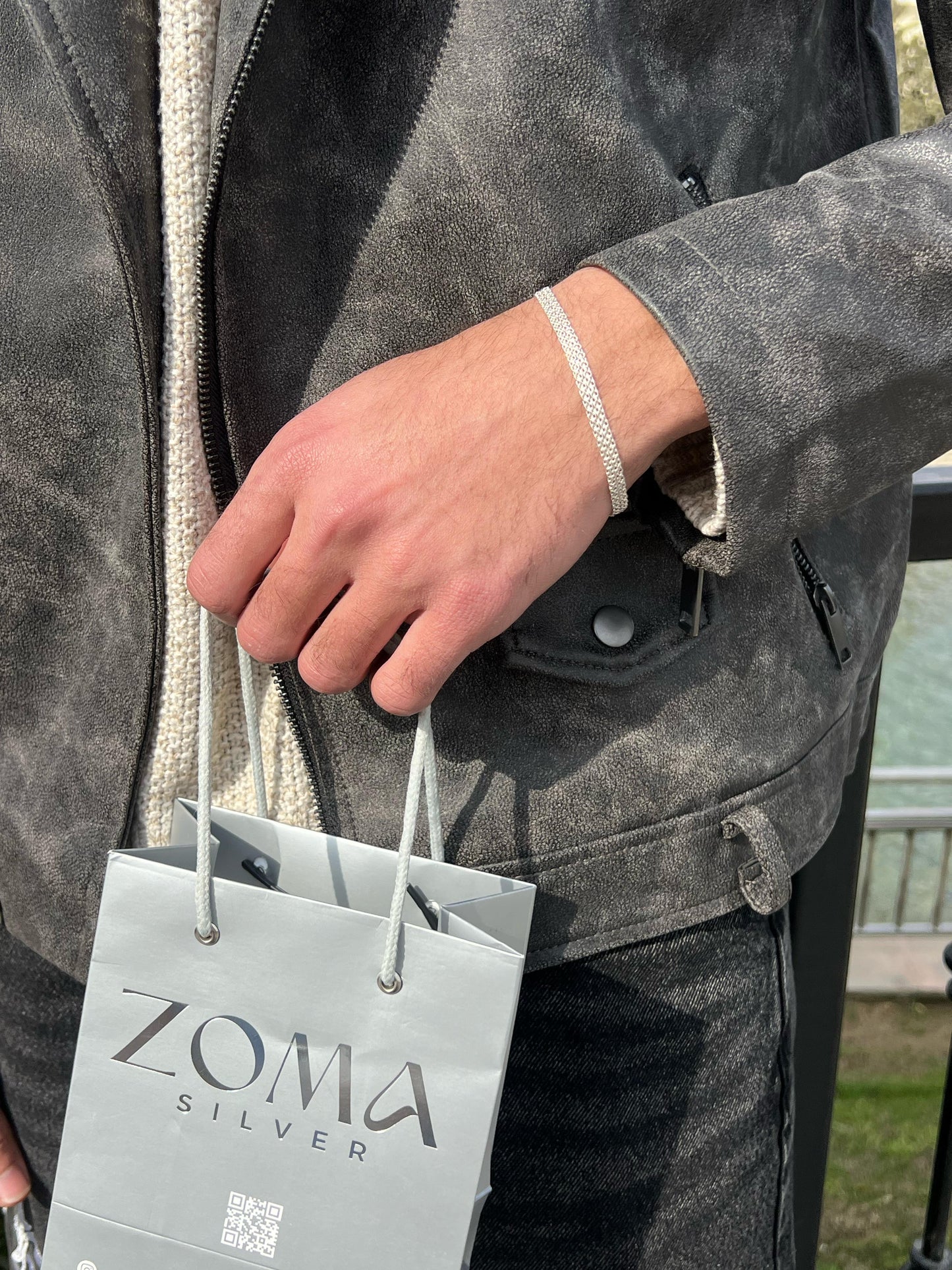 Double Bismark-S925 Sterling Silver Bracelet for men b bb.