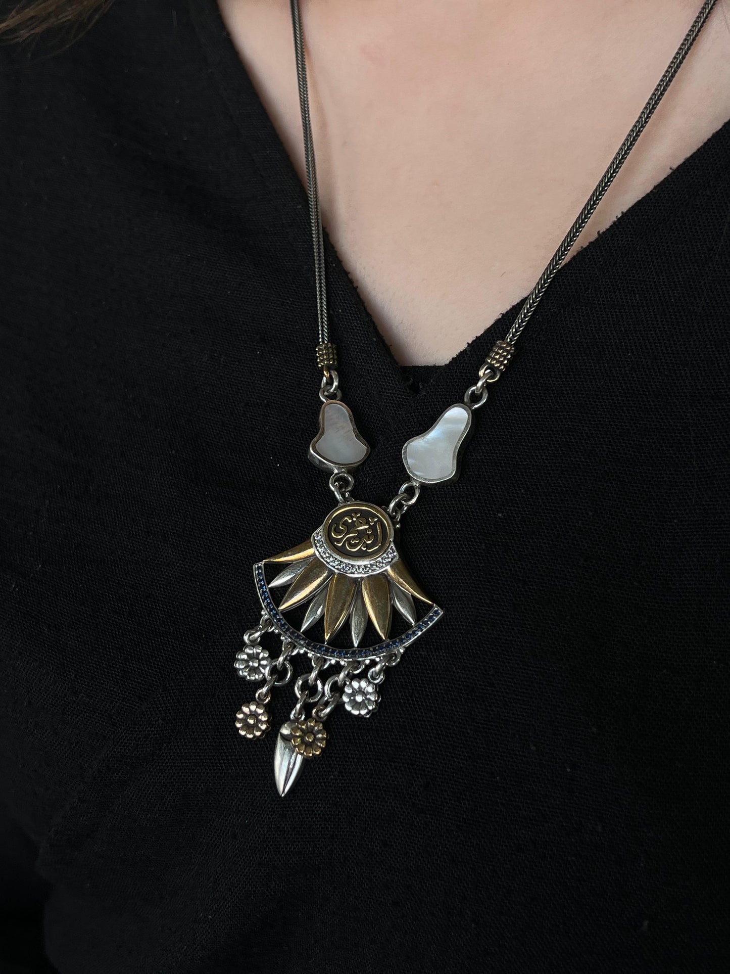 Arabic Necklace (أنت عمري) T Lock - pure Silver -34cm