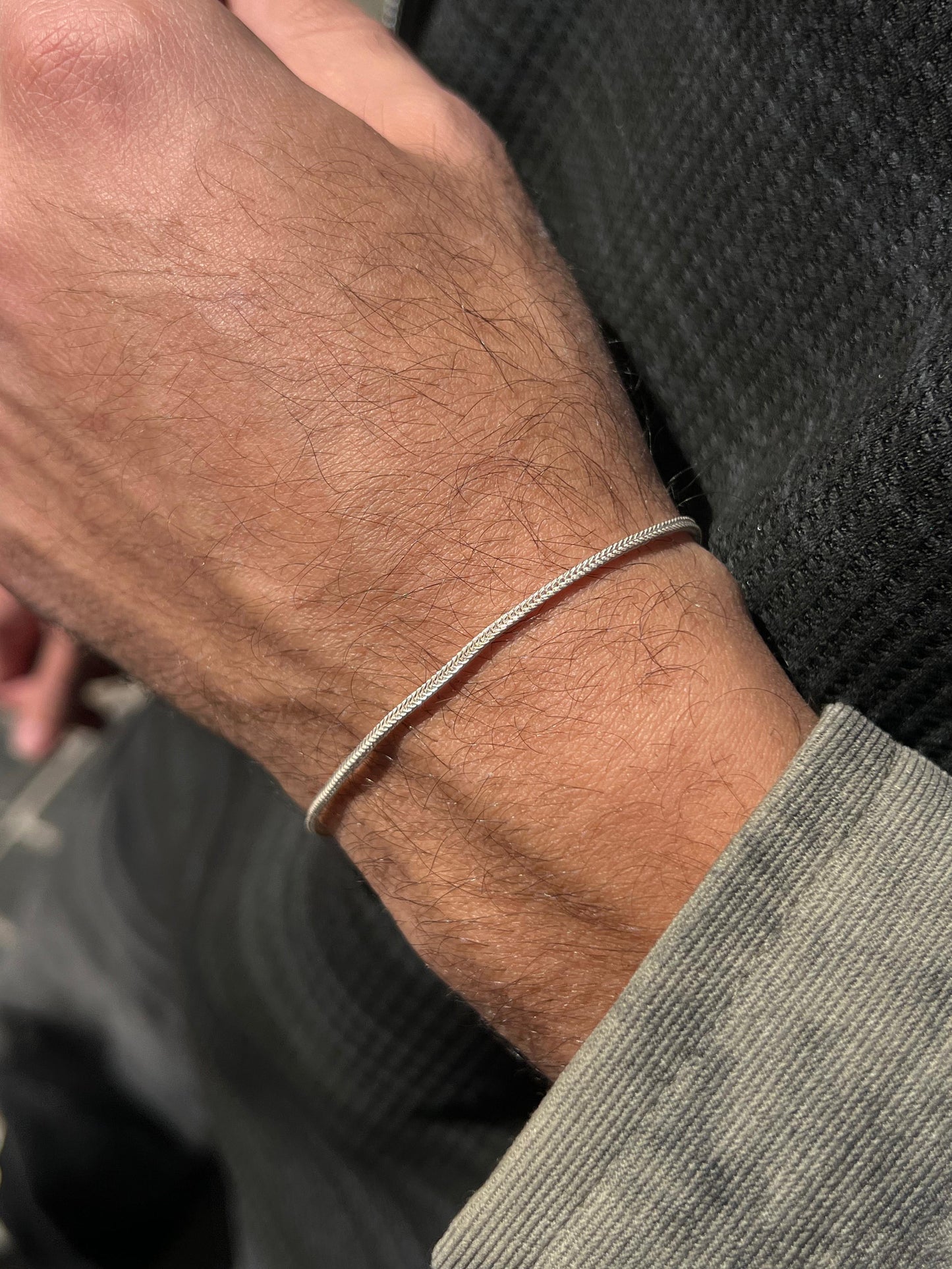 Sleek Bracelet for Men's Sterling Silver 925s(18.5cm-2mm)