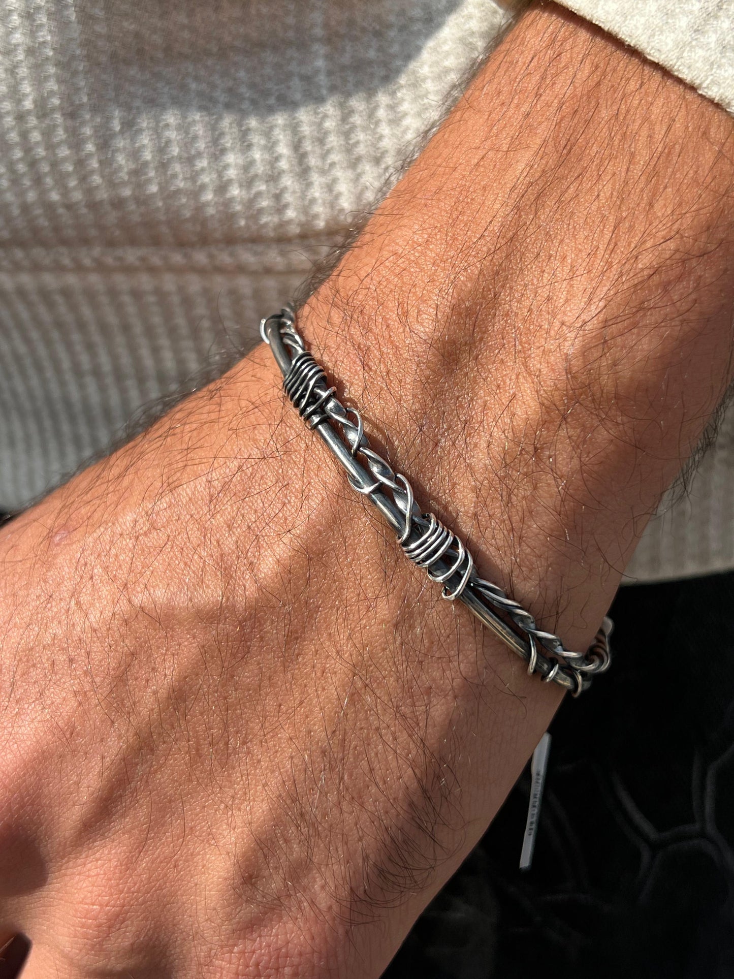 Handmade Savage Wire Bangle Sterling Silver 925s