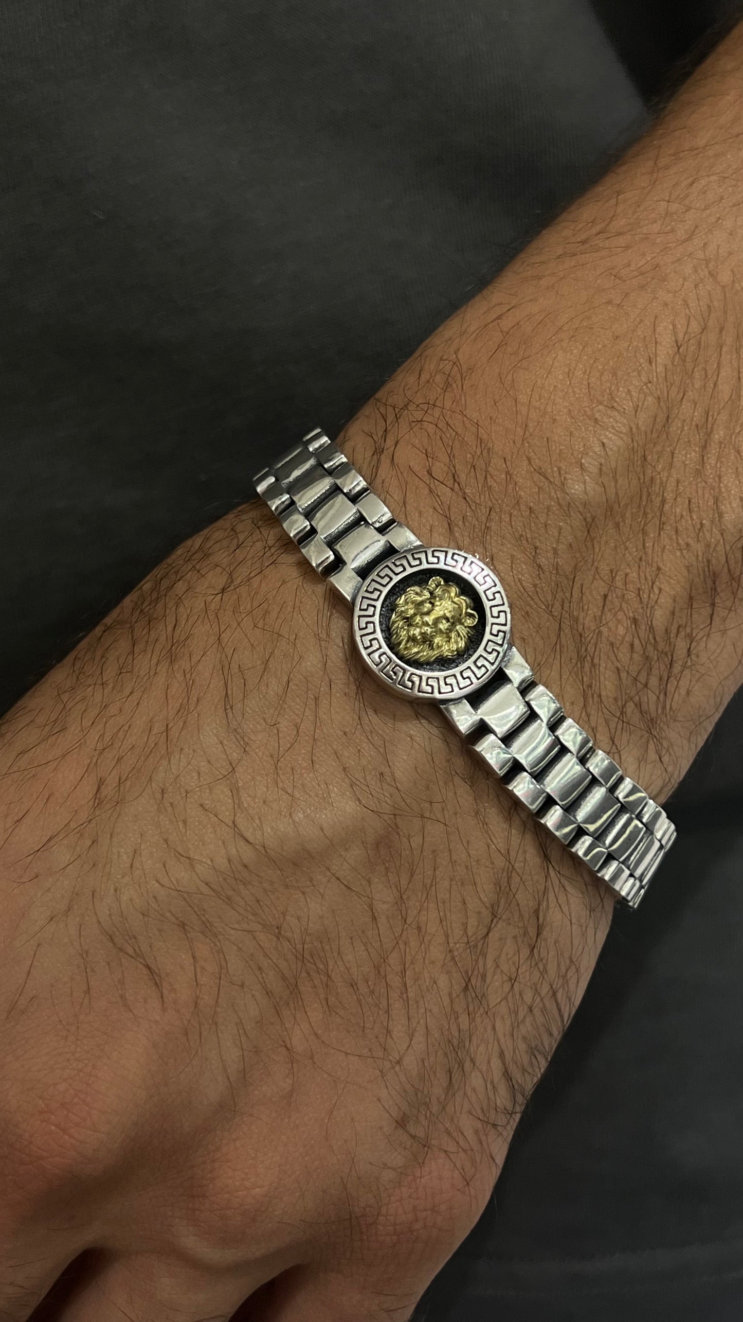 Versace Lion Head Bracelet In Sterling Silver S925