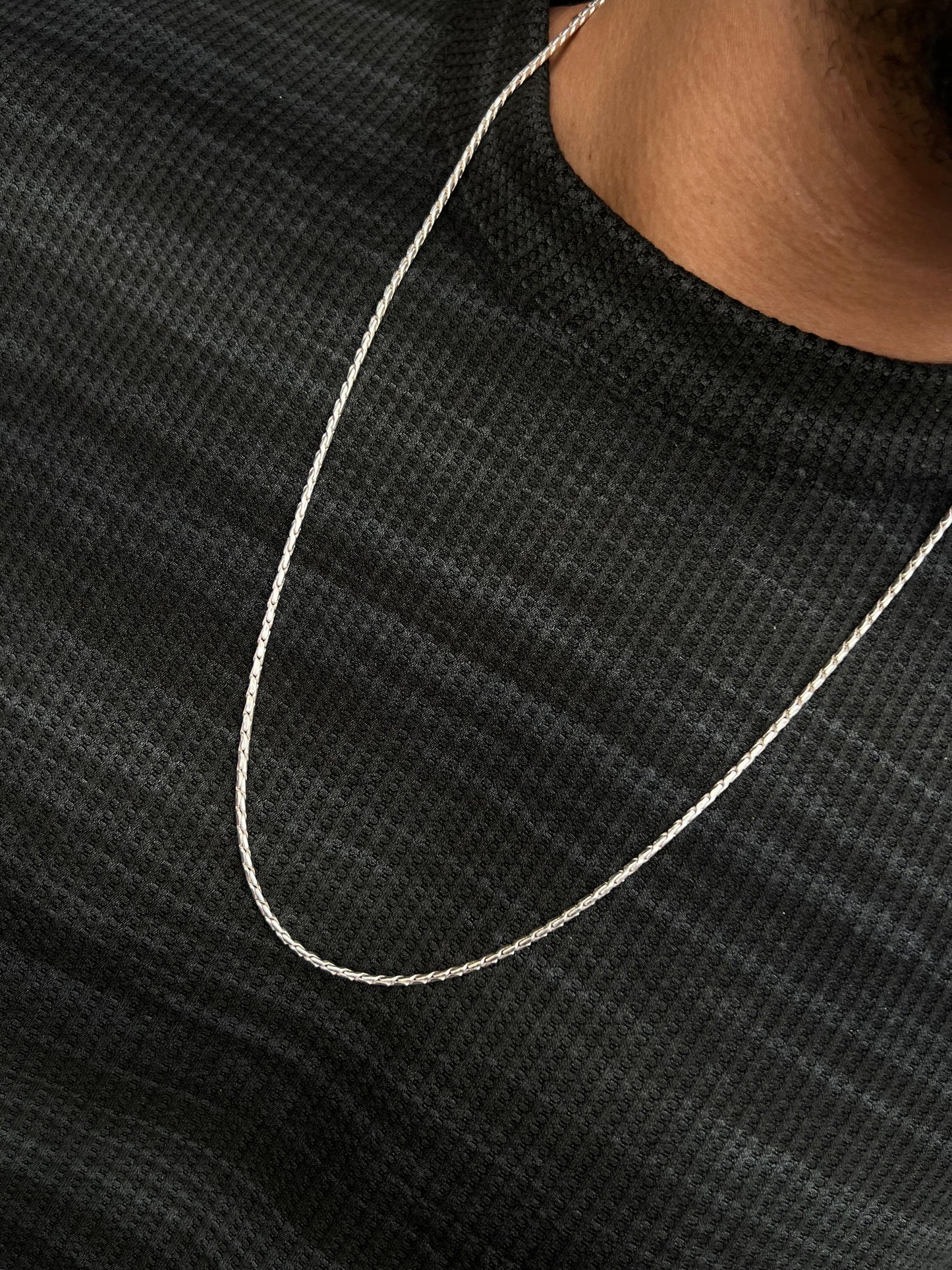 Sleek bone Necklace Sterling Silver 925s (66cm-3mm)
