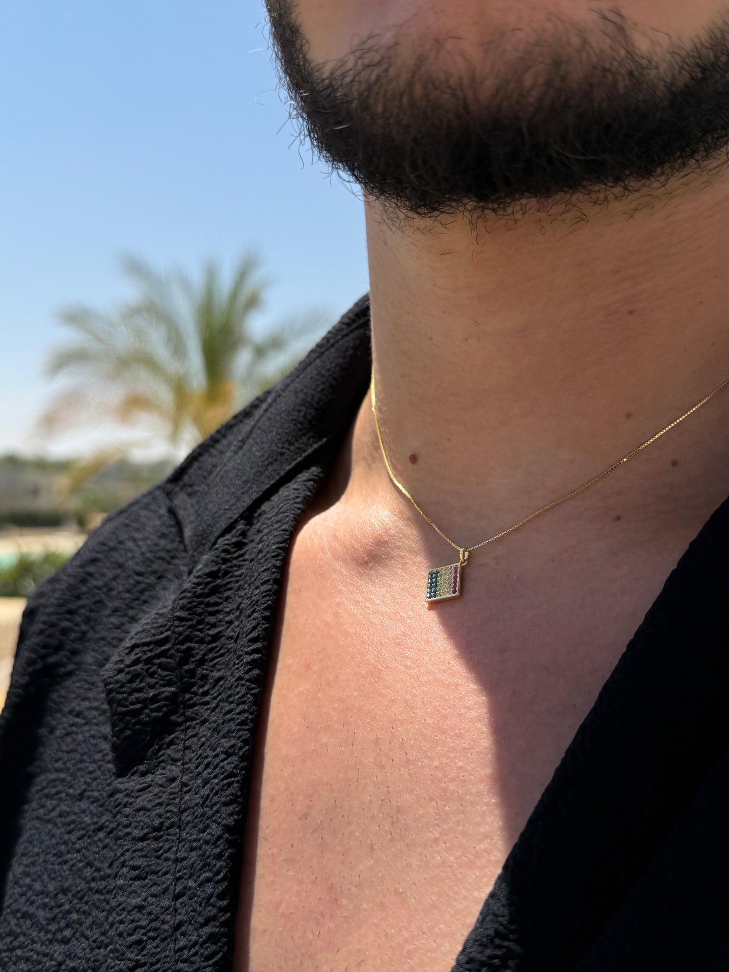 Color Bar Necklace in Sterling Silver 925s-Fine Gold Plated