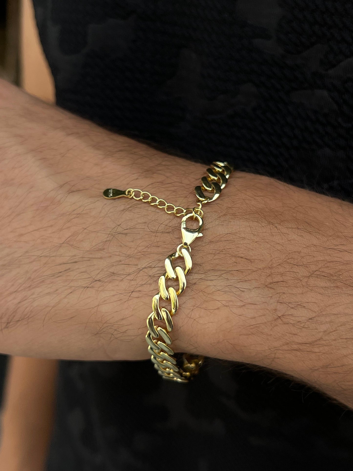 Gold plated Monaco chain Bracelet for Men's Sterling Silver 925s