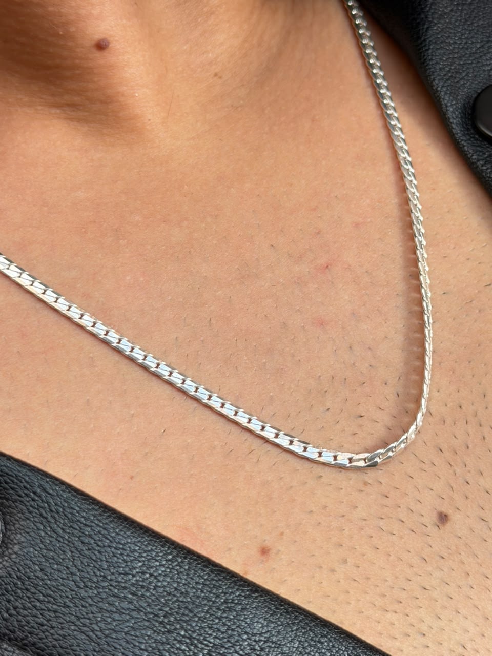 Blocked Grommet Necklaces for Men's Sterling Silver 925s -3.5mm-