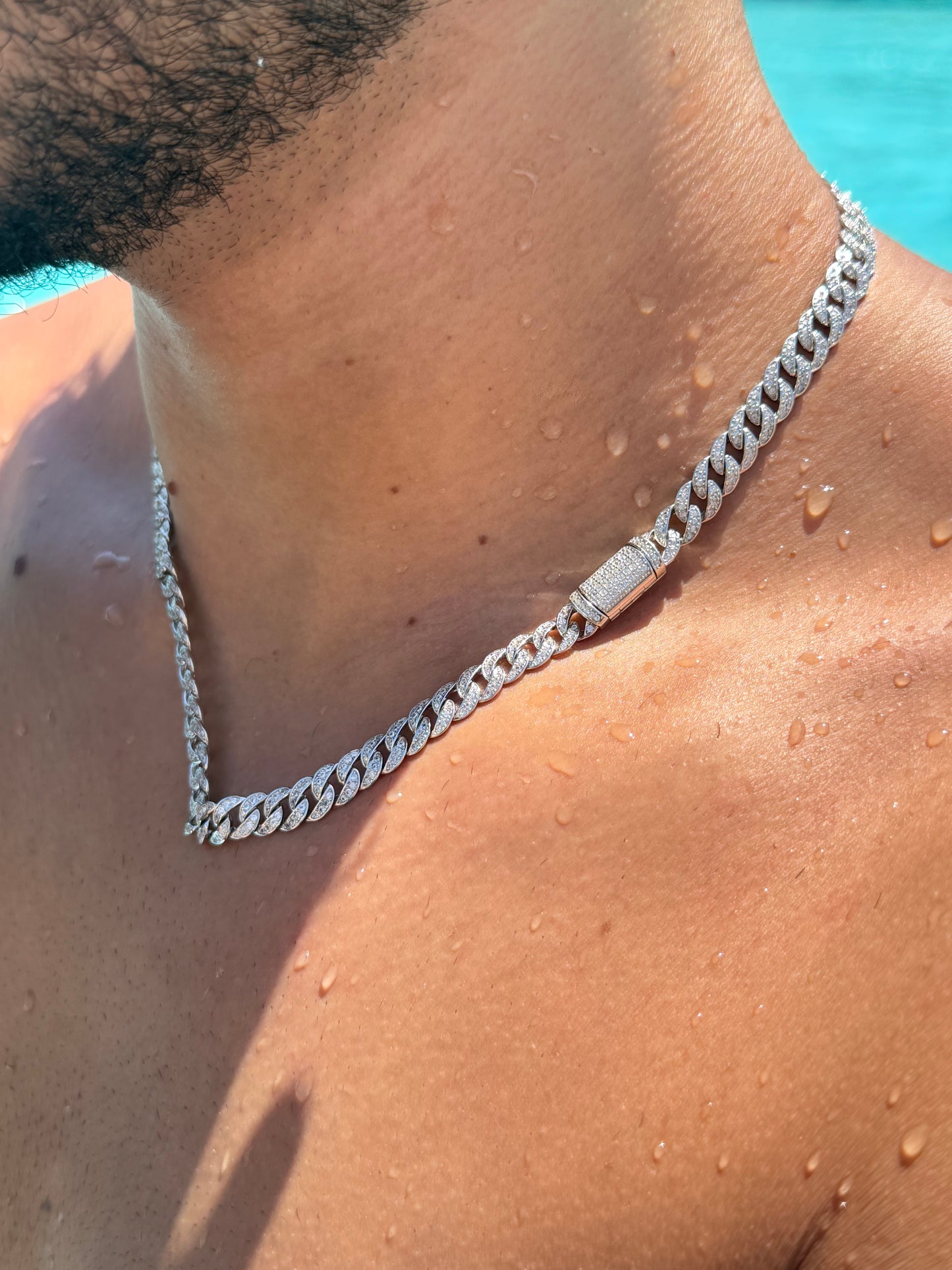 Icey Grommet Chain for Men's Sterling Silver 925s-(7.5mm-50cm)