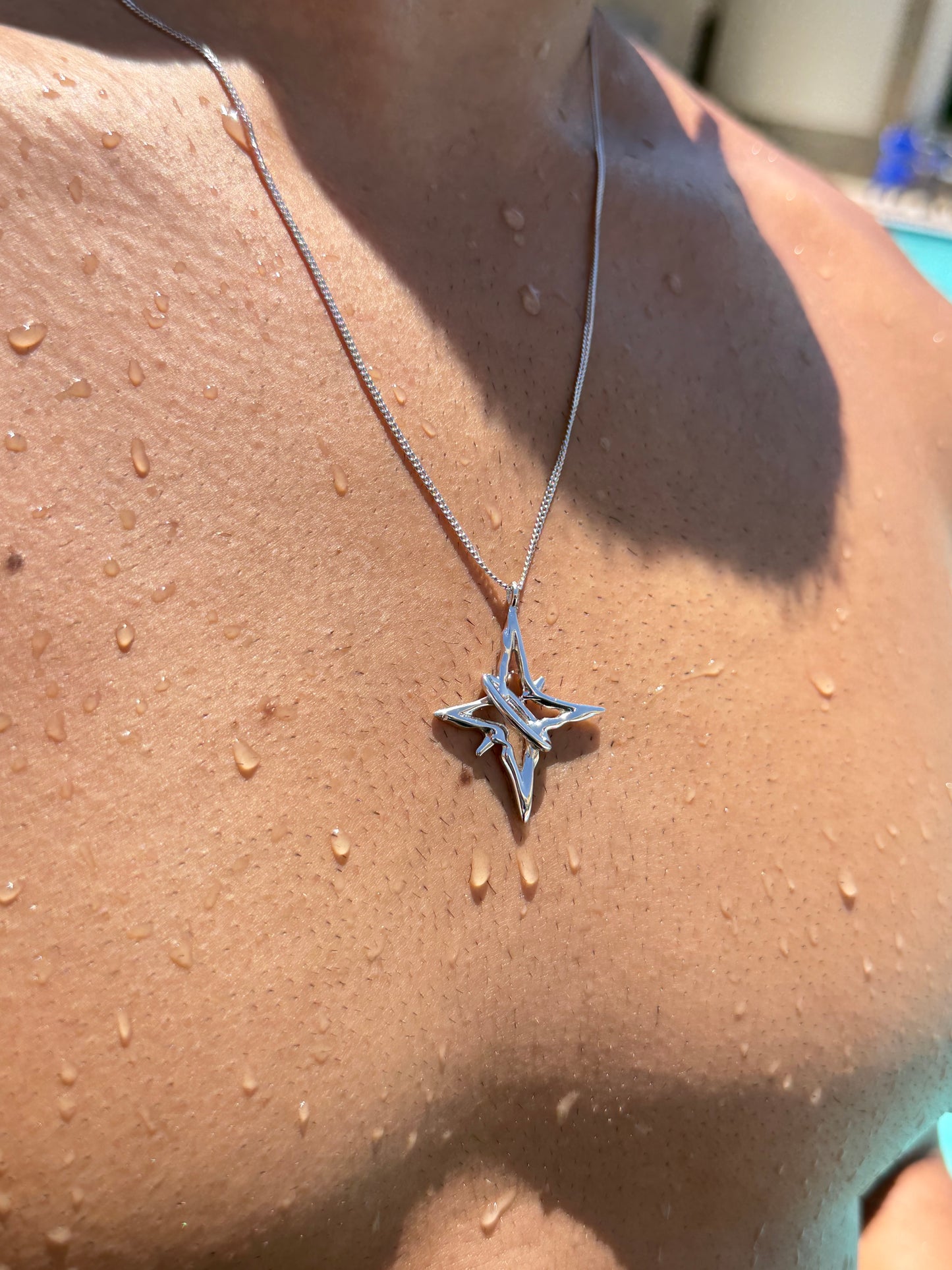 Big Stellar star Necklace in Sterling Silver 925s