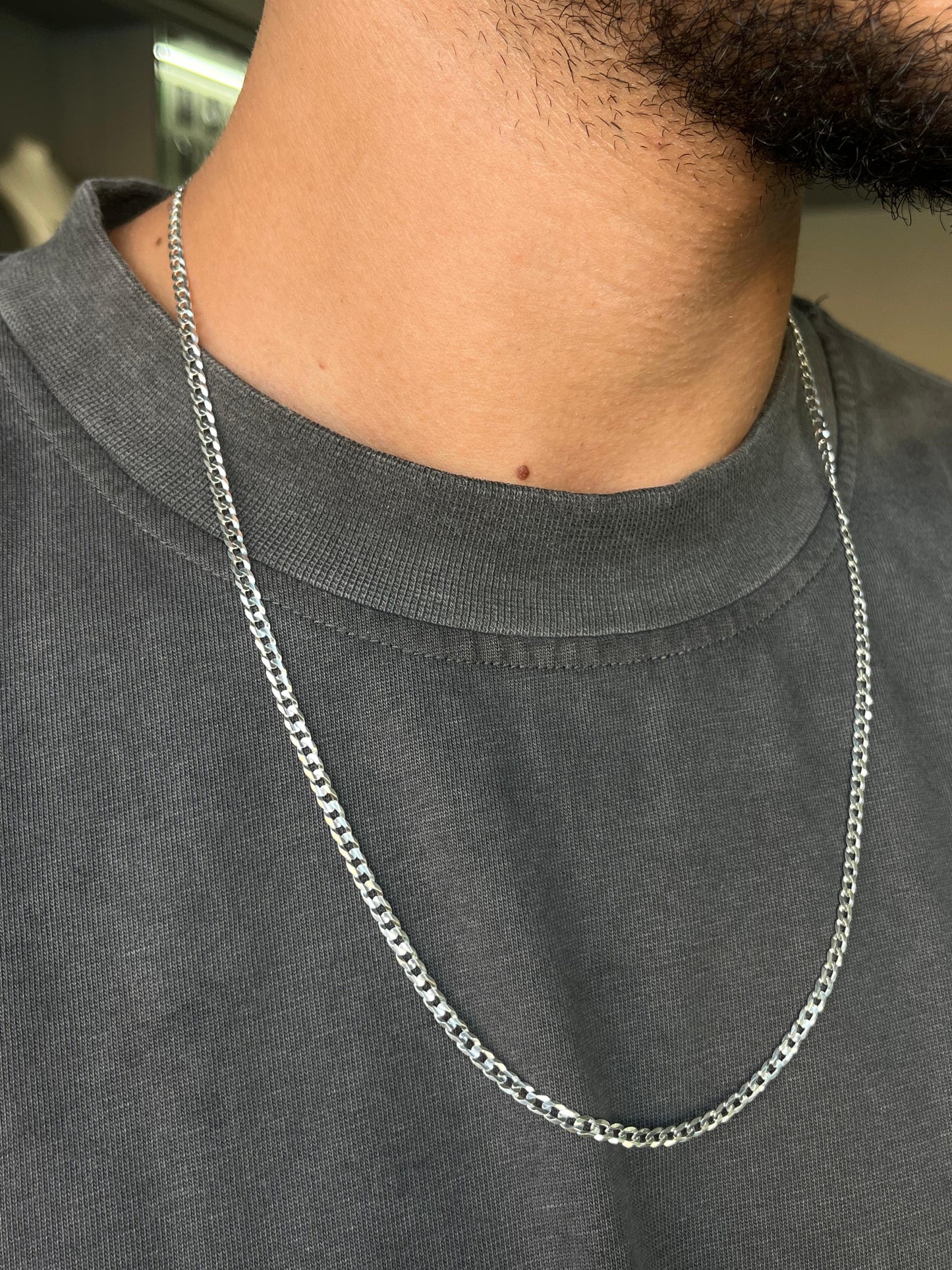 Grommet cuts Chains for Men's Sterling Silver 925s- 3 Sizes-